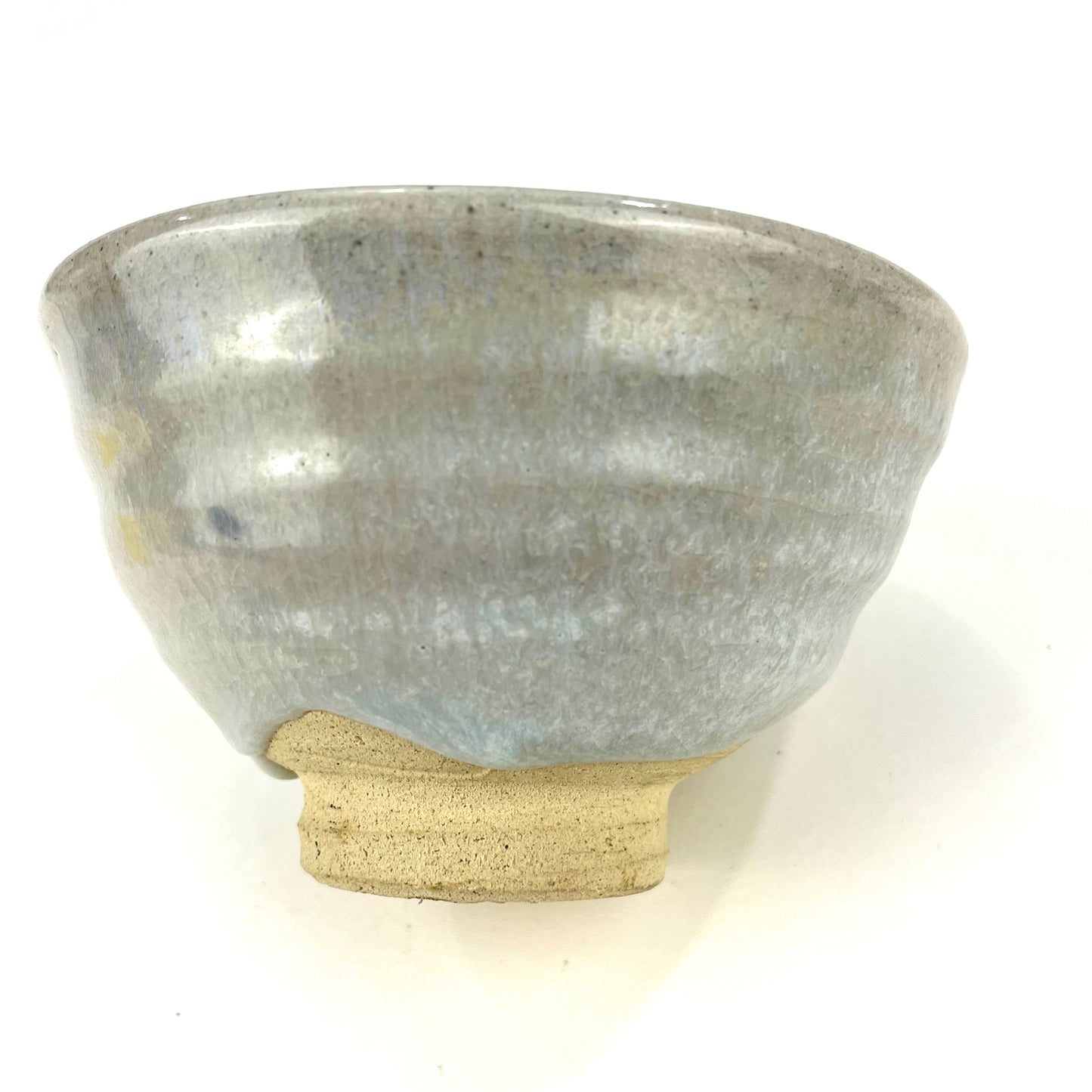 Signed Tea Ceremony Chawan Tea Bowl Gray Perlecent Transparent Glaze