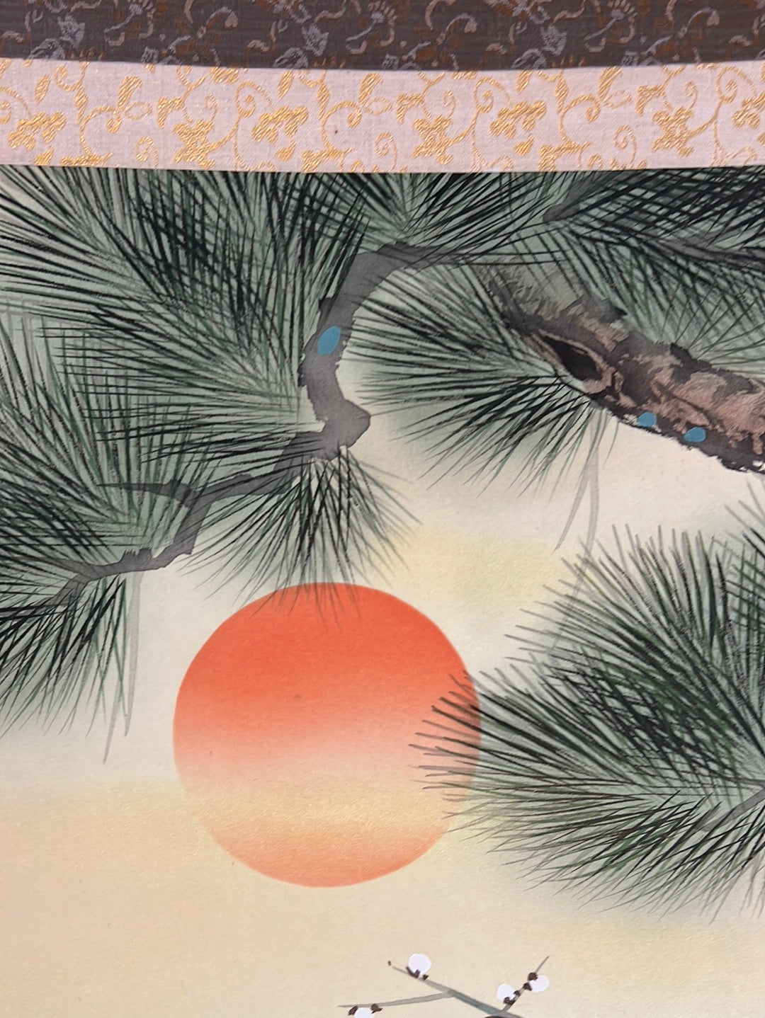 Japanese Scroll Hand Painted on Silk Showa Era Pair of Cranes 71"
