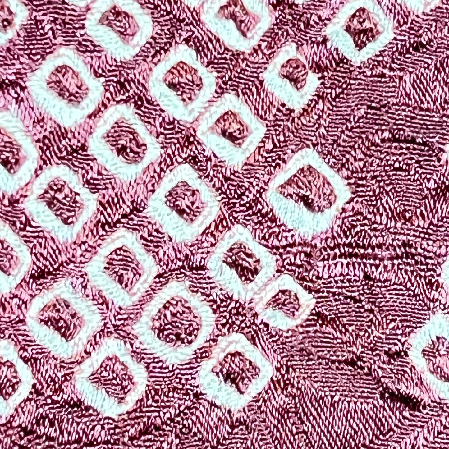 Vintage Japanese Patterned Silk Haori Coat in Shibori Style Red 35"L