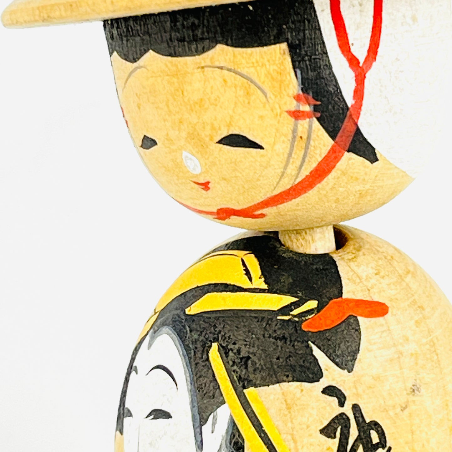 Vintage Japanese Kokeshi WoodenDoll w/ Hat & Portrait "
