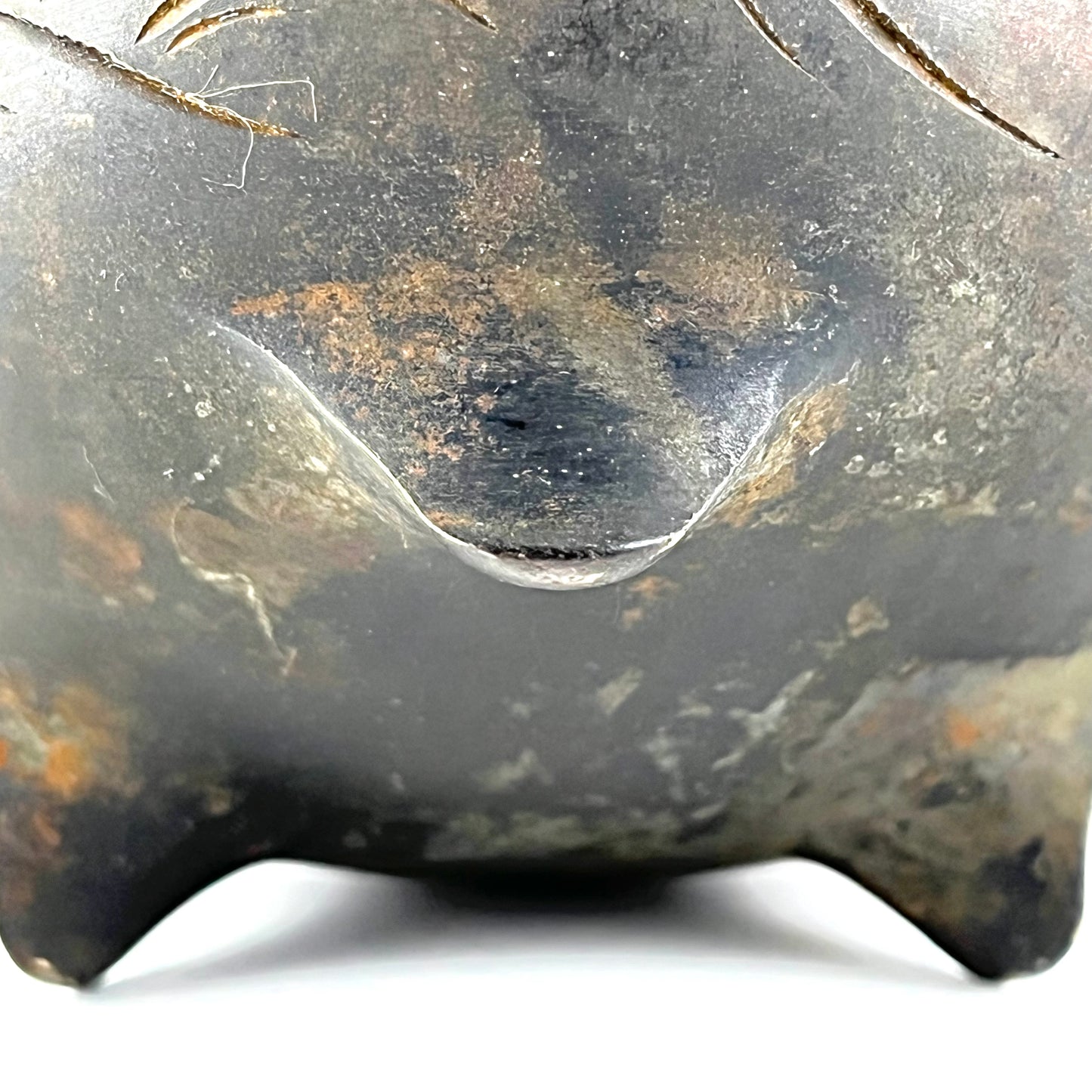 Japanese Bronze Koro Incense Burner Foo Dog & bird etching