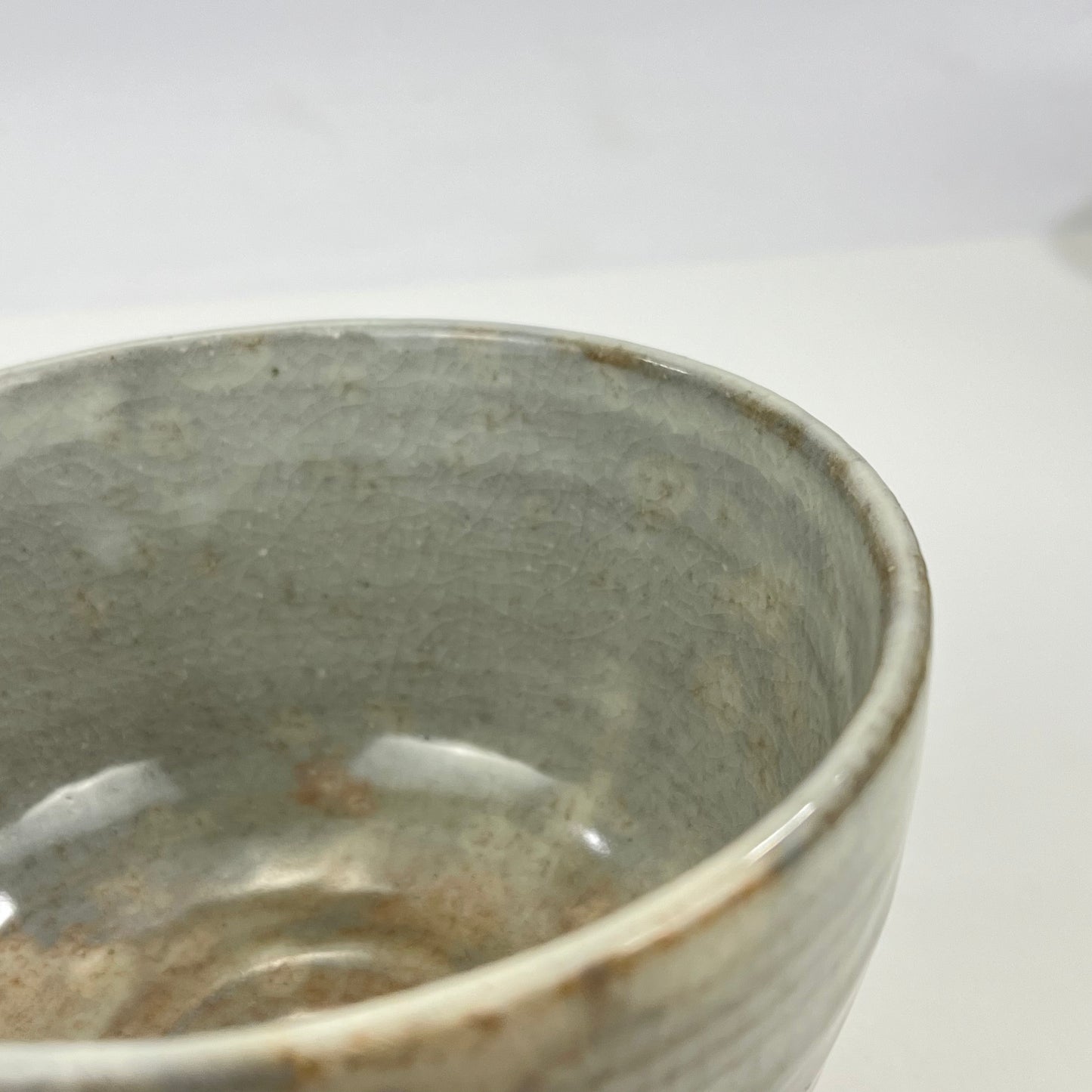 Signed Tea Ceremony Chawan Tea Bowl Gray. w/ Brown Clay 5.5”