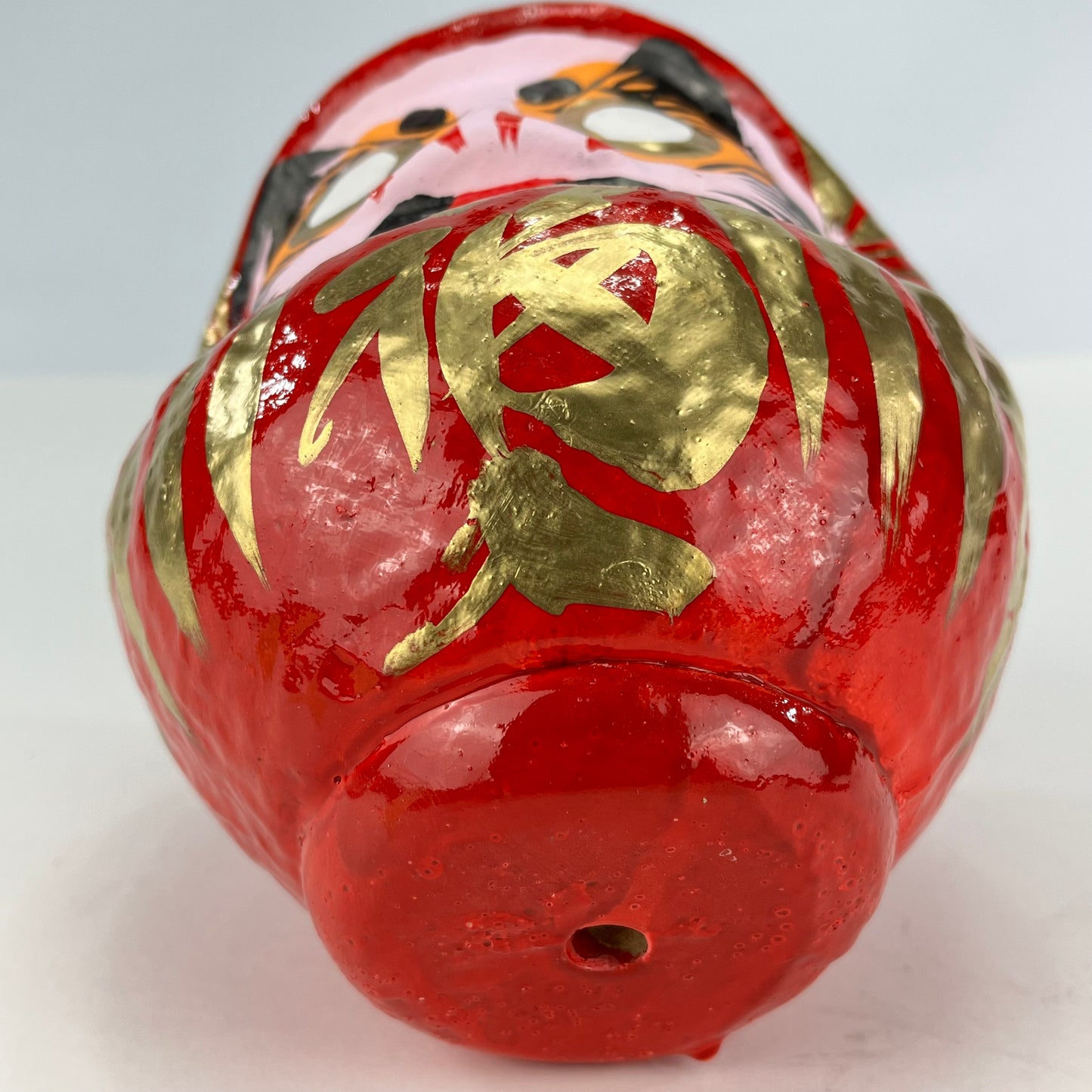 Japanese Traditional Papier-mâché Daruma Wishing Doll in Red 6"H