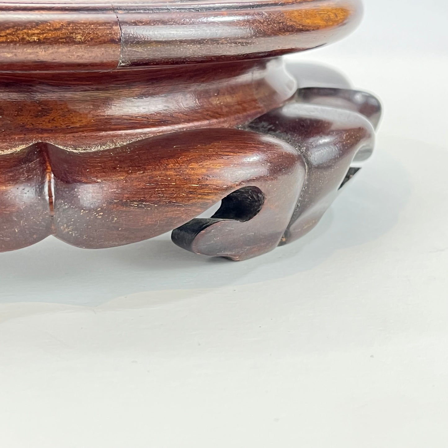 Vintage Chinese Vase Bowl Stand Red Pedestal Display For 3" Bowl Or Vase