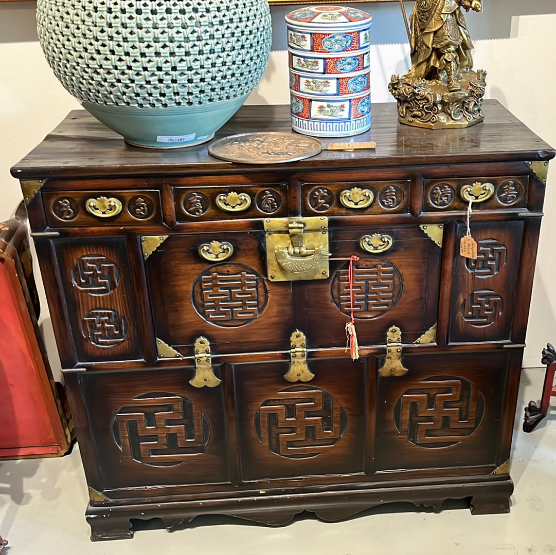 Antique Korean Morijang Large Front Door Chest Brass Locks & Hardware (LOCAL PICKUP ONLY)