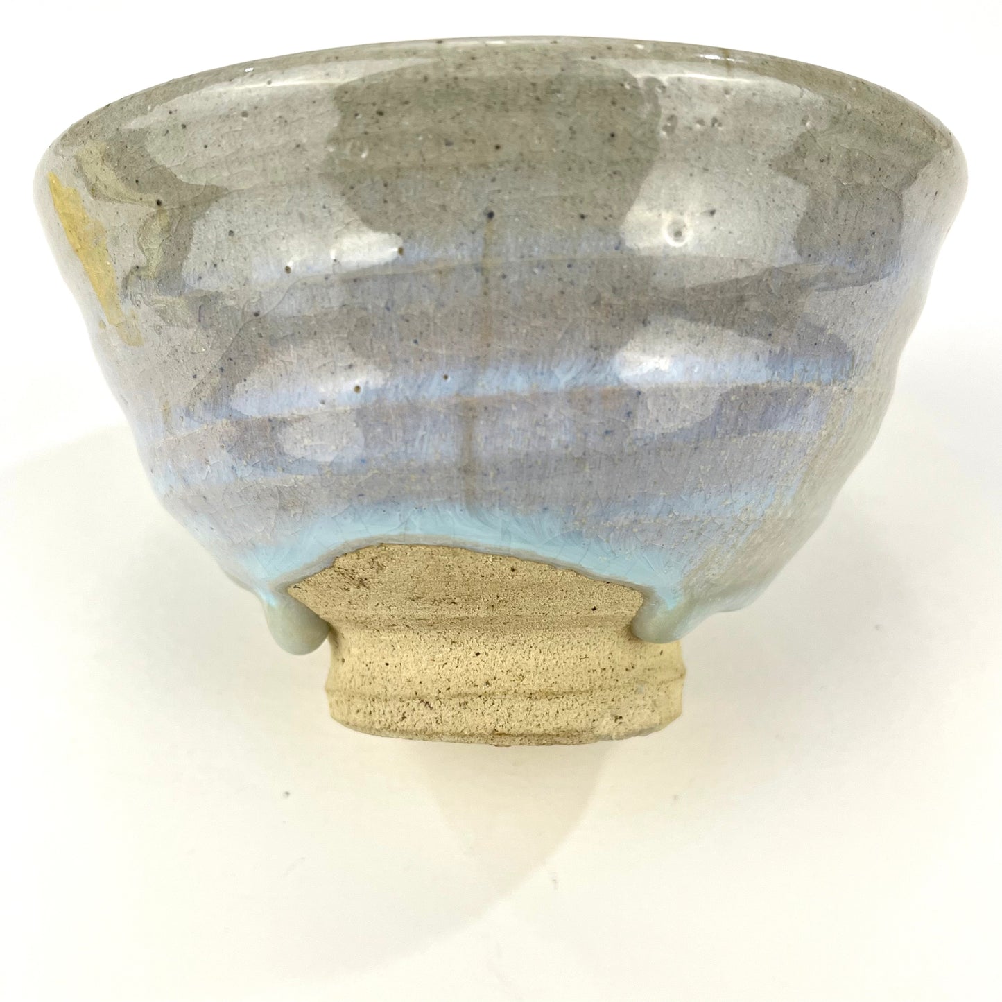 Signed Tea Ceremony Chawan Tea Bowl Gray Perlecent Transparent Glaze
