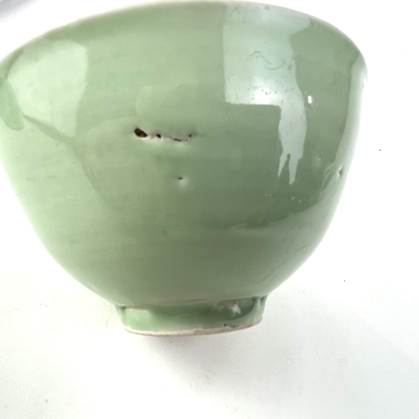 Antique Japanese Meiji Era 1900's Green Celadon Chawan bowls 7"