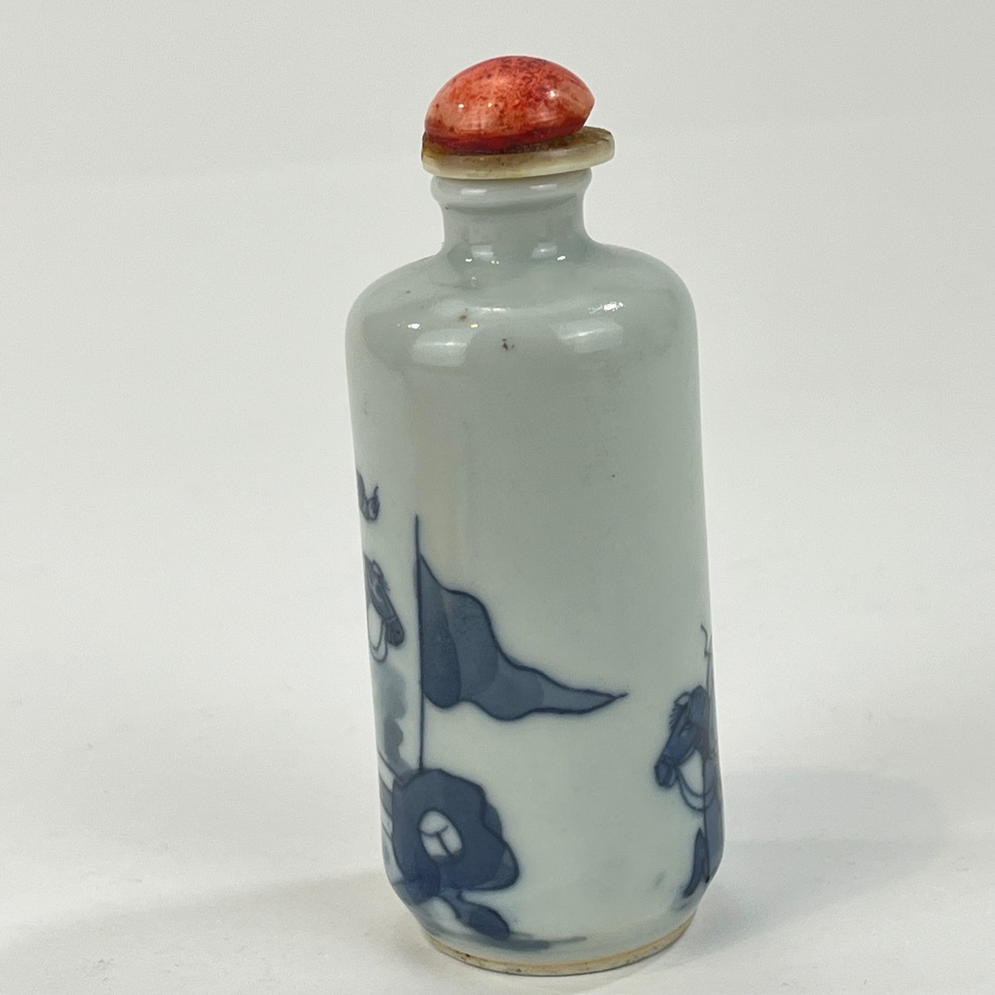 Vintage Chinese Ceramic Snuff Bottle Blue & White 3.5"