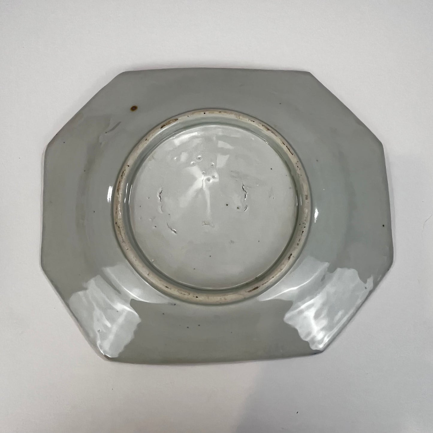 Antique Japanese Meiji Era Octagonal Ceramic Imari Plates Ikebana Motif
