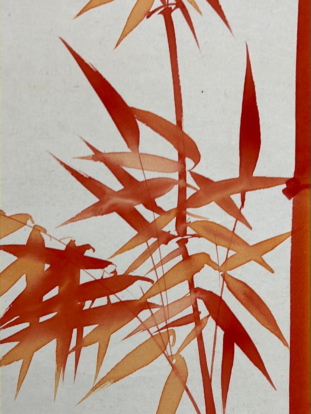 Japanese Vintage Scroll Kakejiku Hand Painted on Silk Showa Era Bamboo 75"