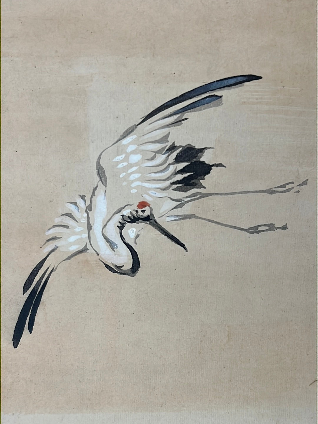 Japanese Scroll Hand Painted on Silk Showa Era Dancing Samurai 71"
