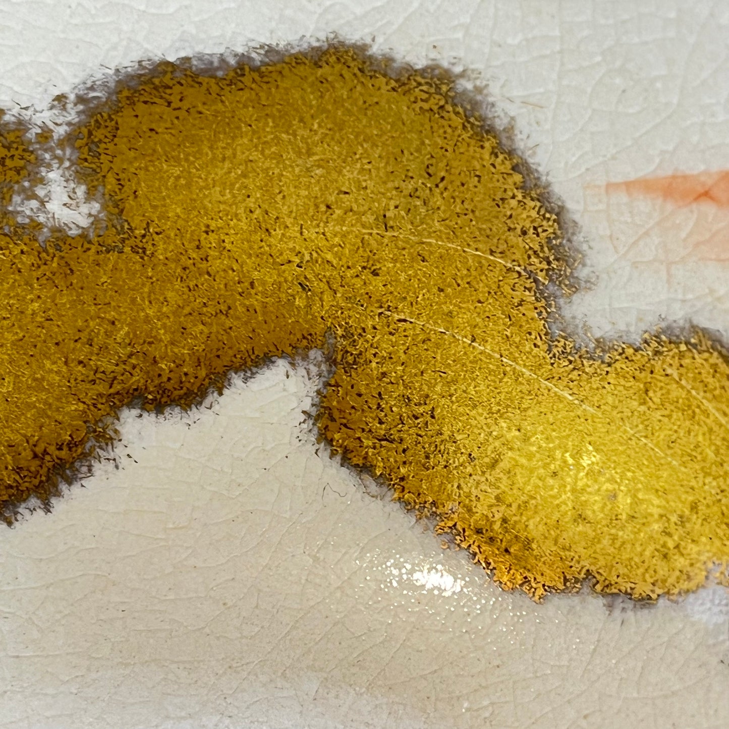 Signed Tea Ceremony Chawan Tea Bowl w/ Gold Clouds & Multicolored Hills