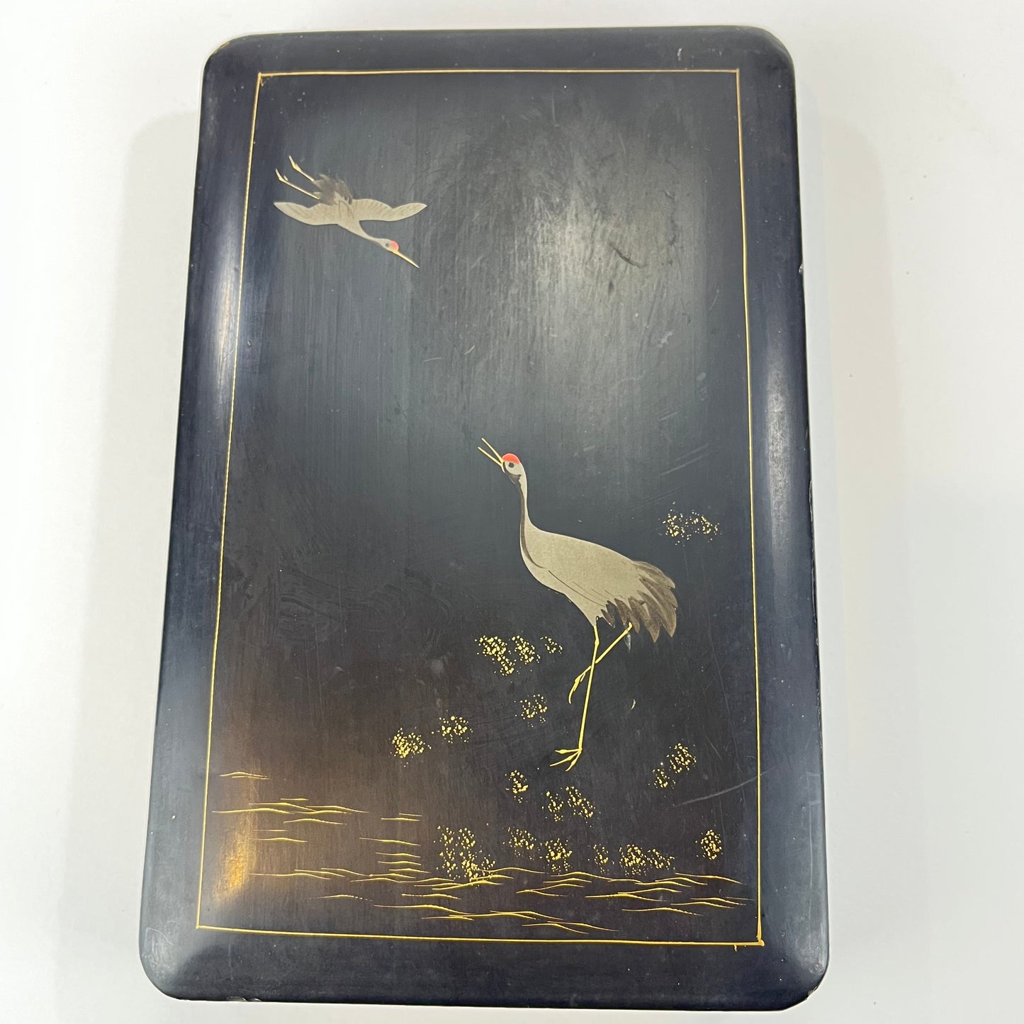 Antique Japanese Hand Made Suzuribako Calligraphy Box w/ Inscription