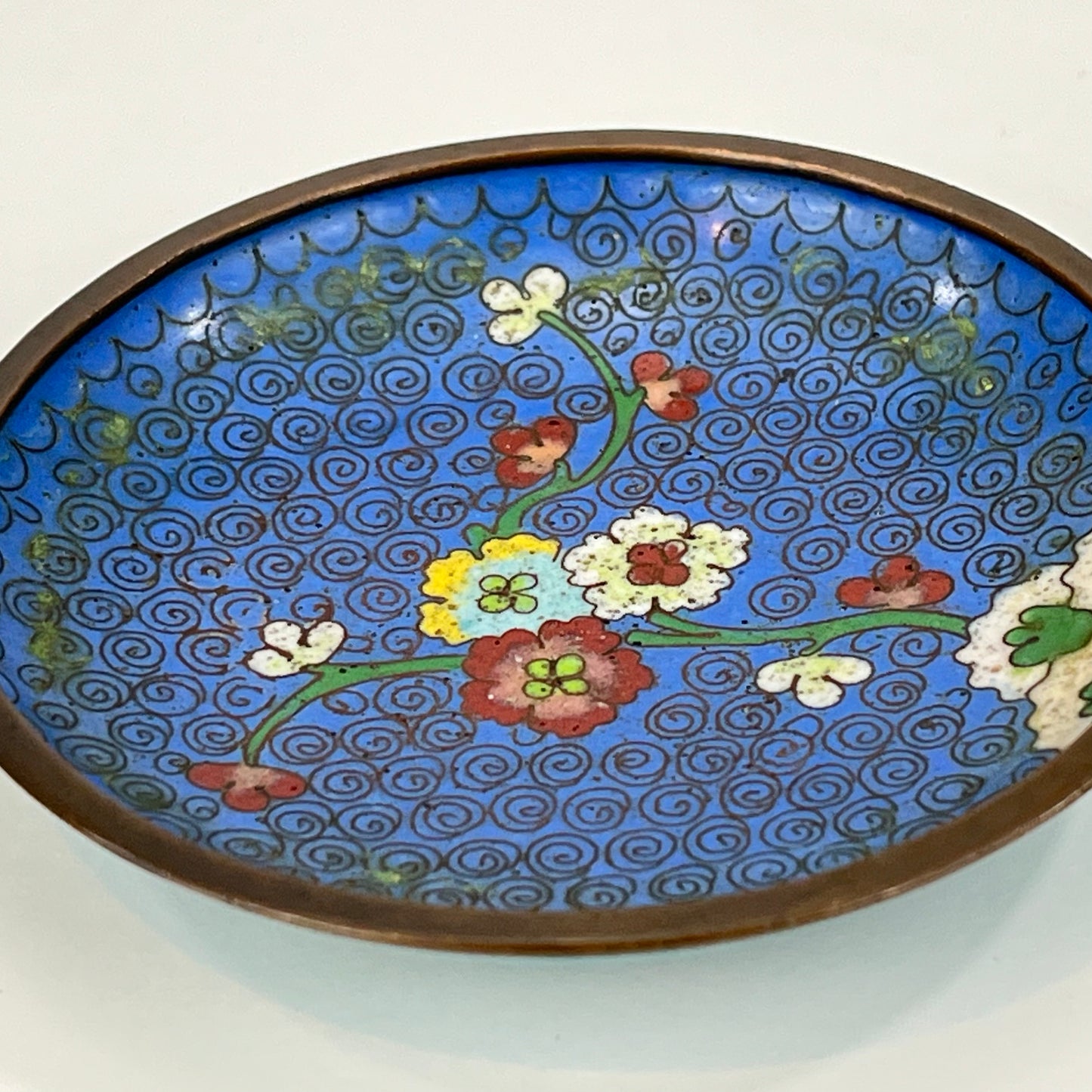Antique Chinese Cloisonné Smoke Set Blue 4pc 5"