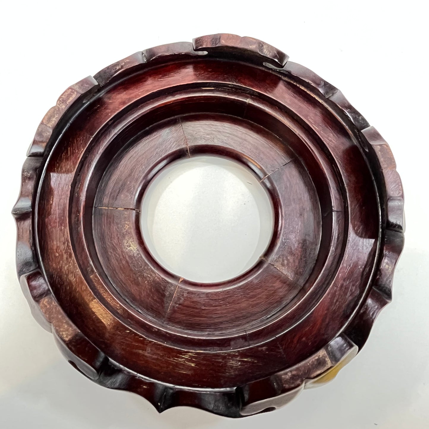 Vintage Chinese Vase Bowl Stand Red Pedestal Display For 3" Bowl Or Vase