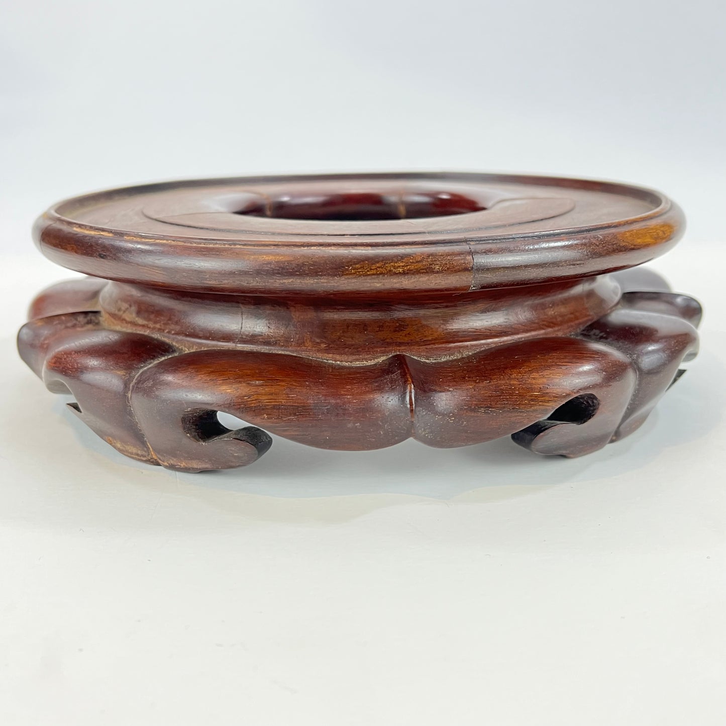 Vintage Chinese Vase Bowl Stand Red Pedestal Display For 3" Bowl Or Vase
