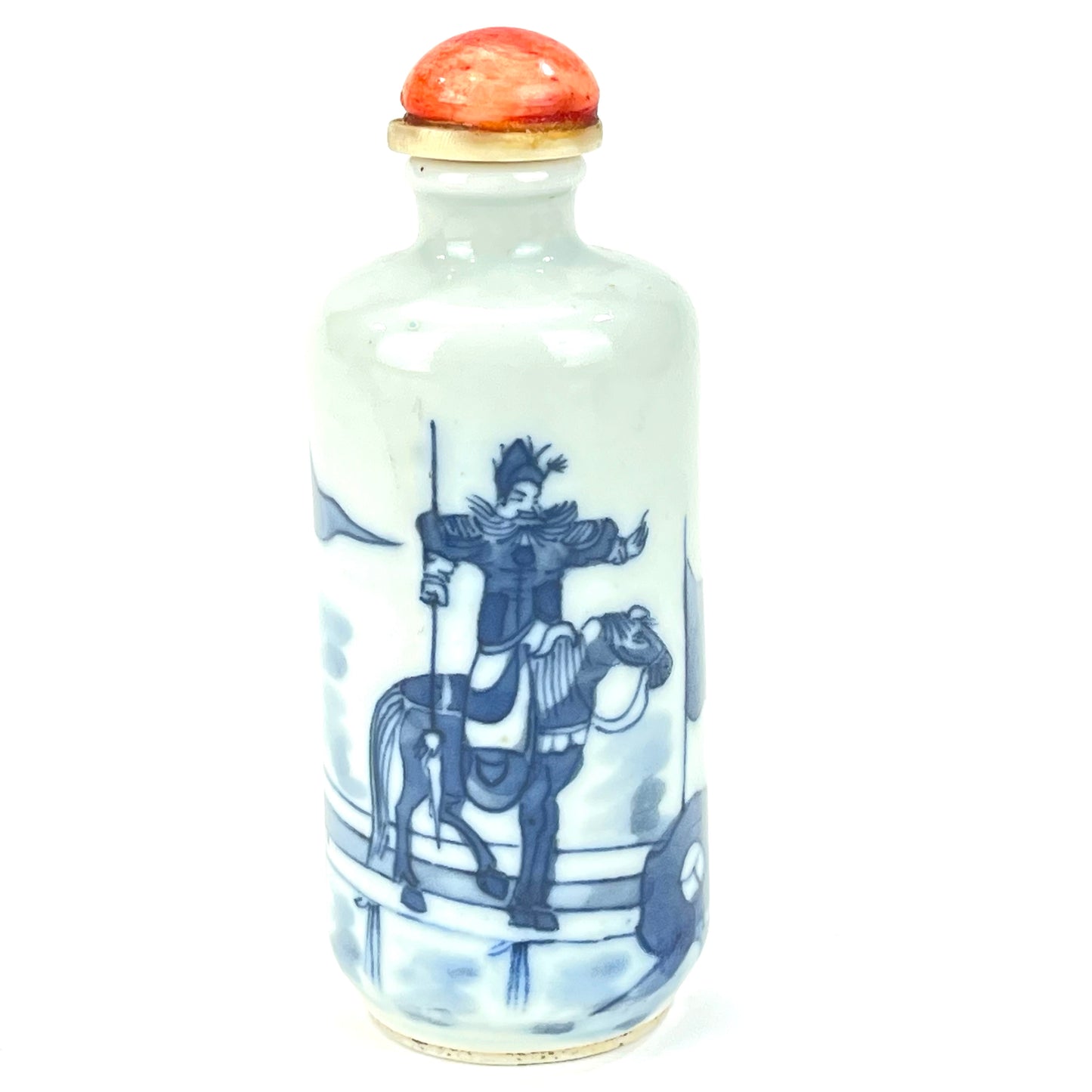 Vintage Chinese Ceramic Snuff Bottle Blue & White 3.5"
