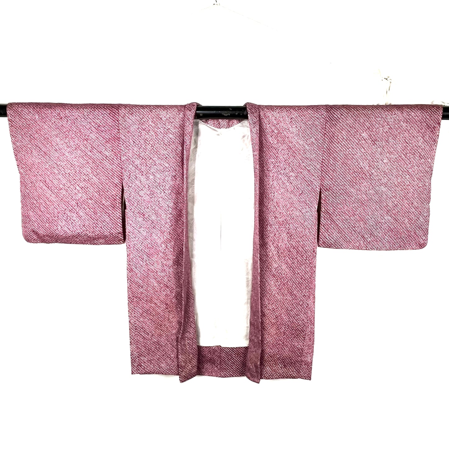 Vintage Japanese Silk Haori Coat in Shibori Tie-dye red 28"L