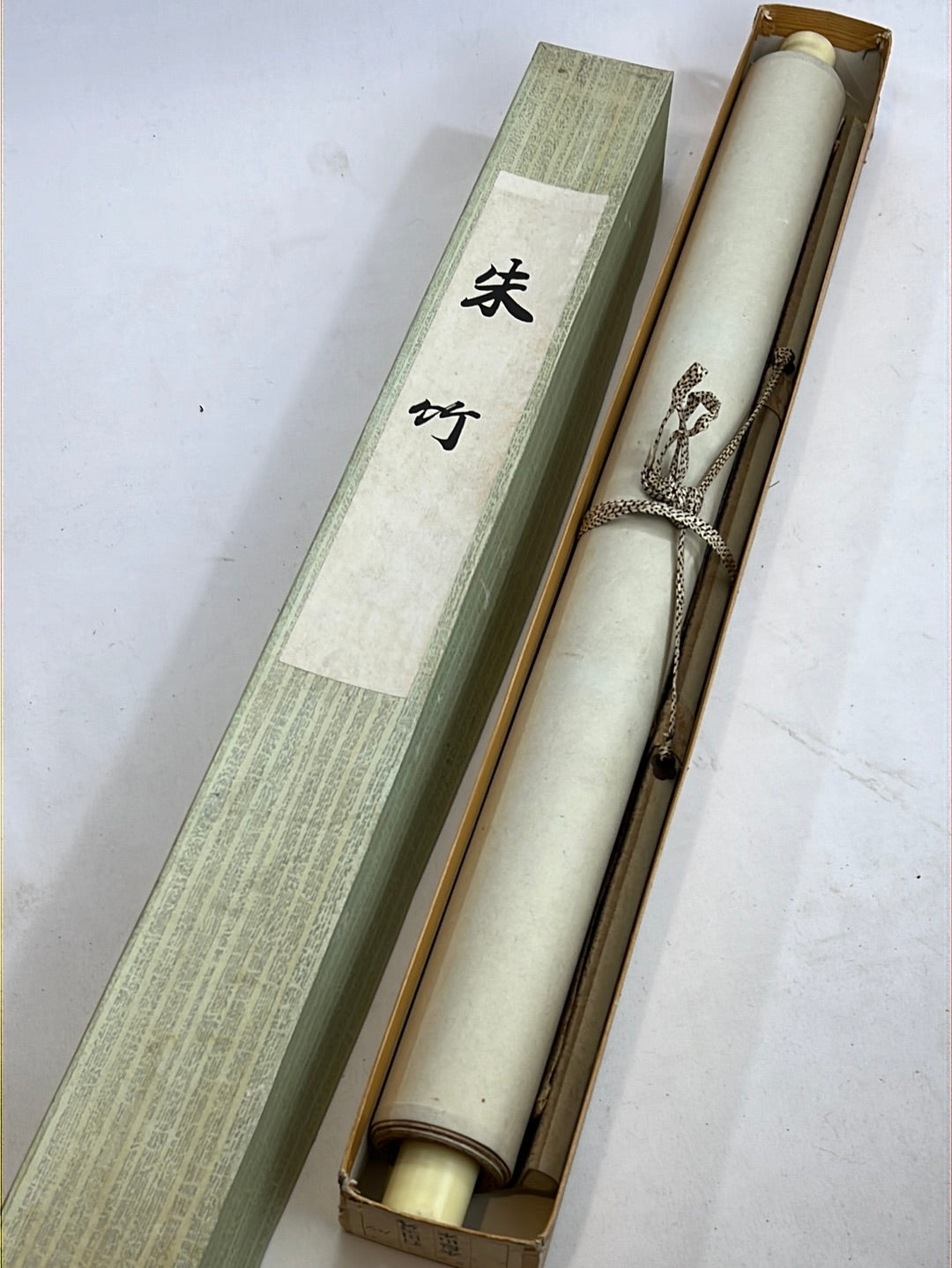 Japanese Vintage Scroll Kakejiku Hand Painted on Silk Showa Era Bamboo 75"