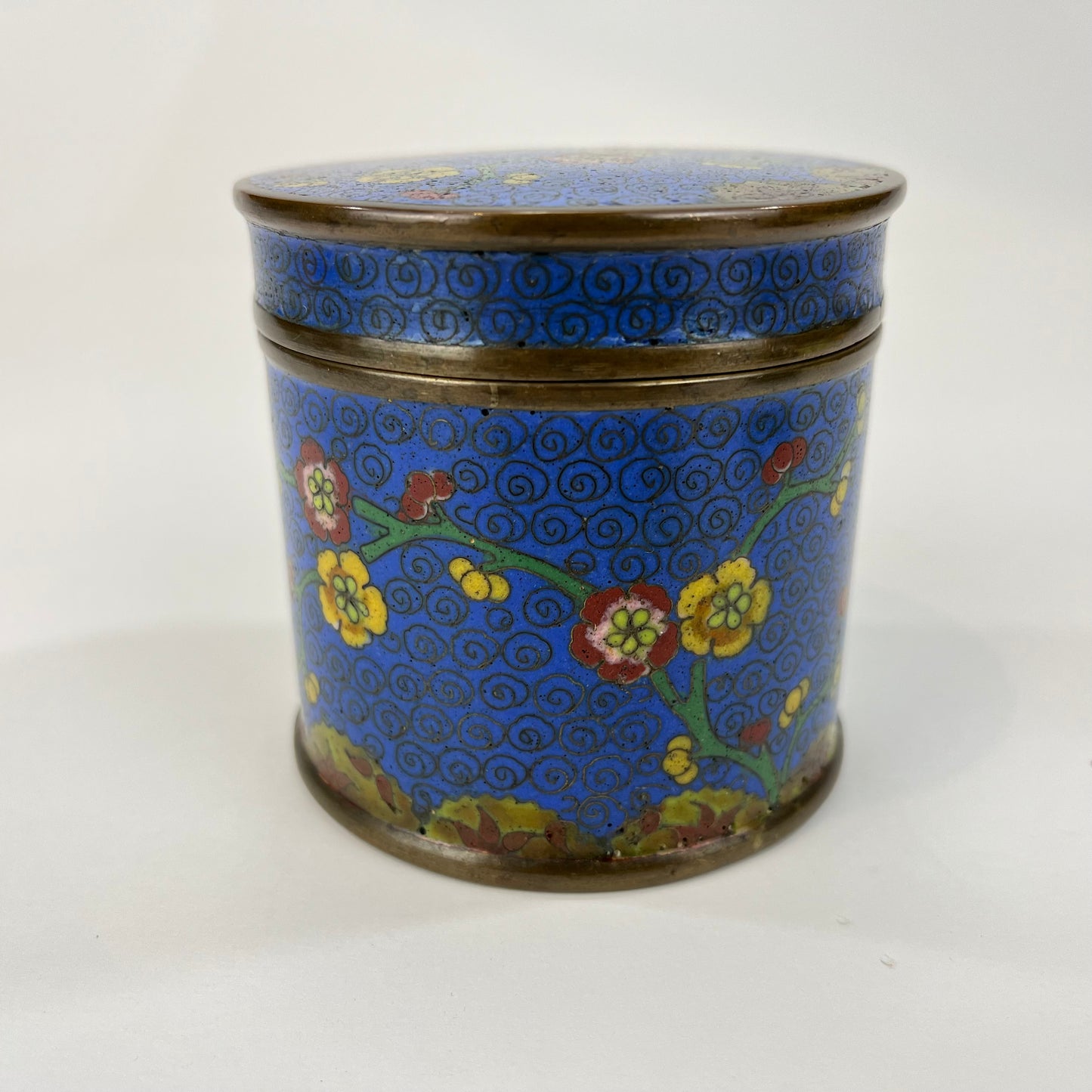 Antique Chinese Cloisonné Smoke Set Blue 4pc 5"