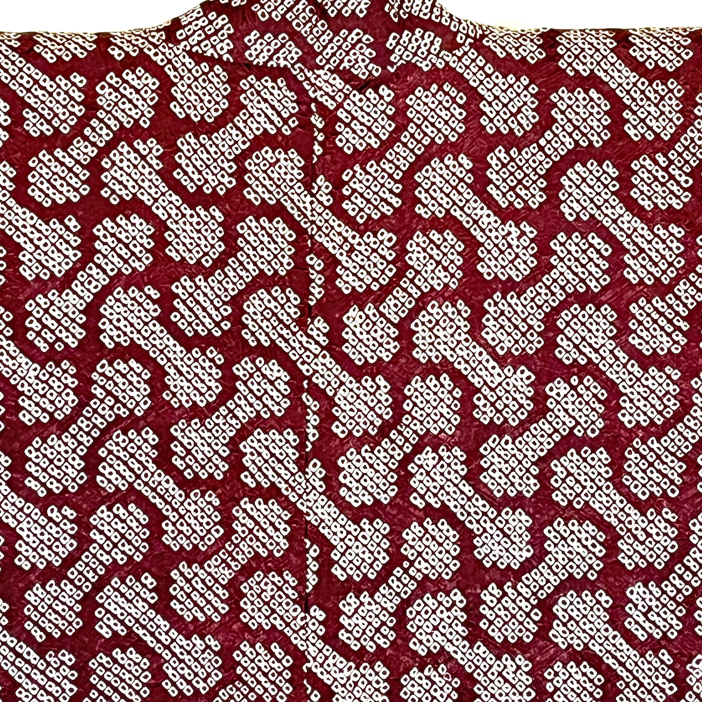 Vintage Japanese Patterned Silk Haori Coat in Shibori Style Red 35"L