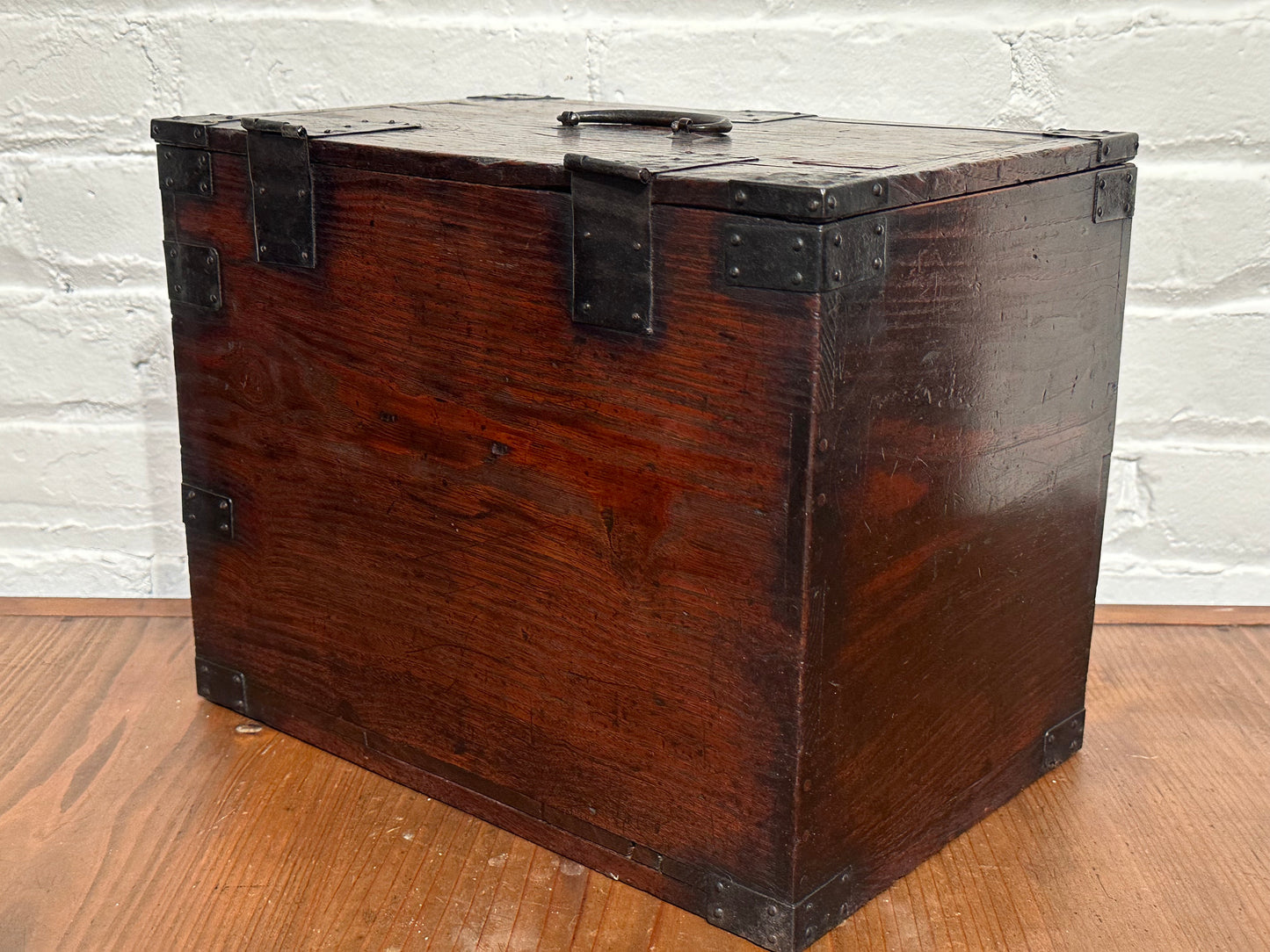Antique Japanese Meiji Era 1880's Suzuribako Calligraphy Tansu Chestnut 3 Drawer 13"