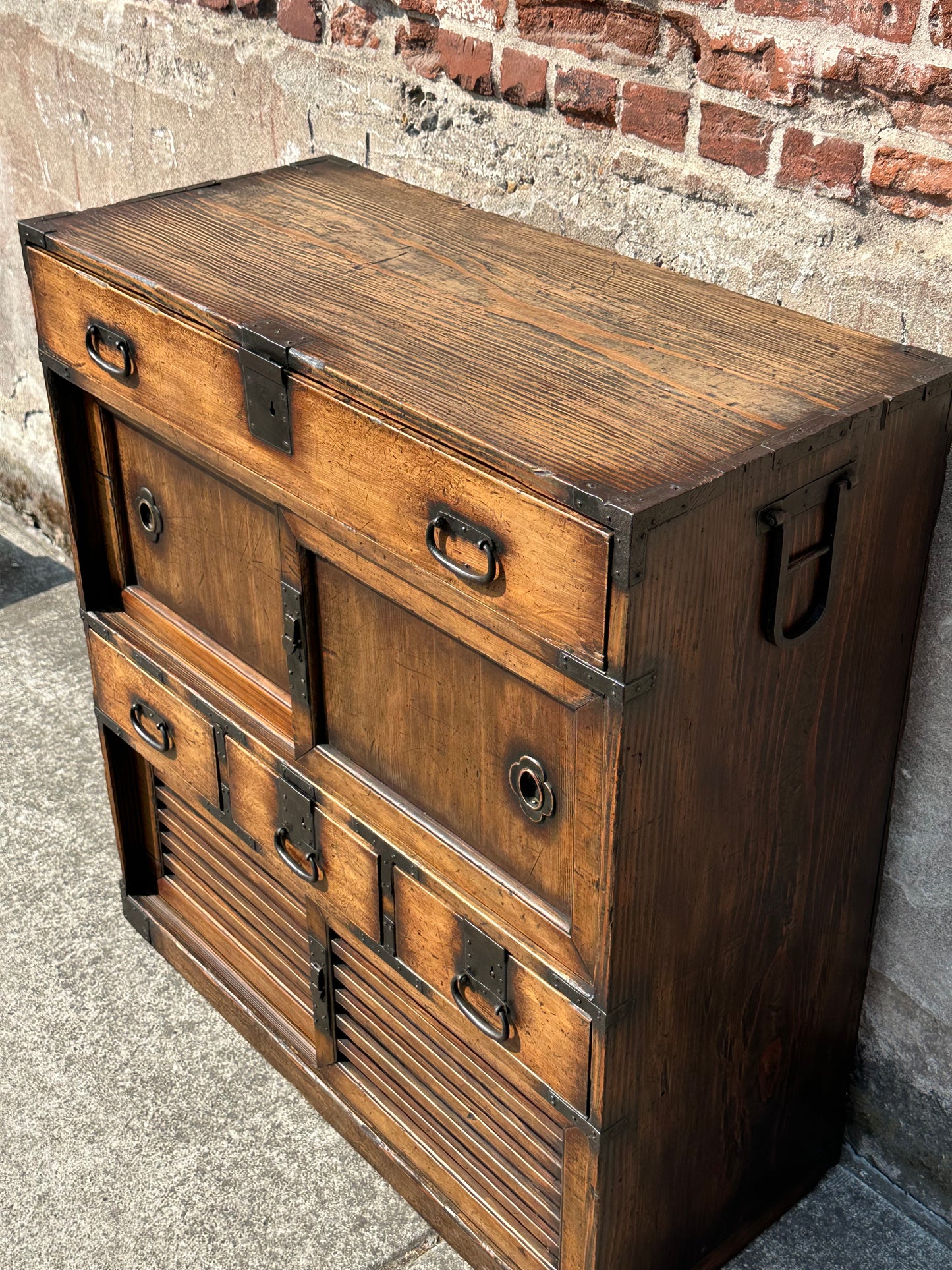 Antique Japanese Meiji Era (1868-1912) Chobadansu Document Chest 4 Drawer 37"H