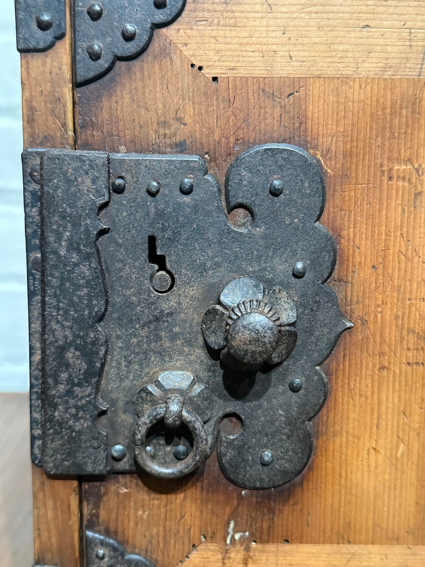 Antique Japanese Late Edo Era 3 Drawer Funadansu Sugi & Iron 16.5"