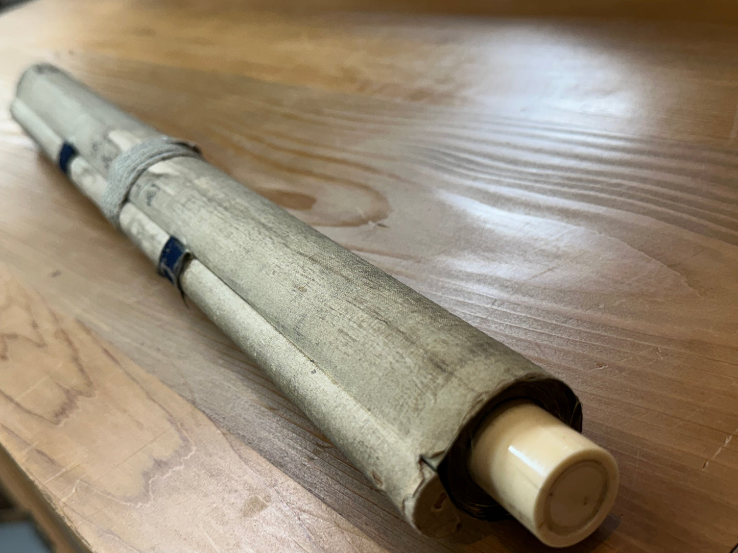 Japanese Antique Scroll Kakejiku Hand Painted Samurai Archer Minamoto 73"