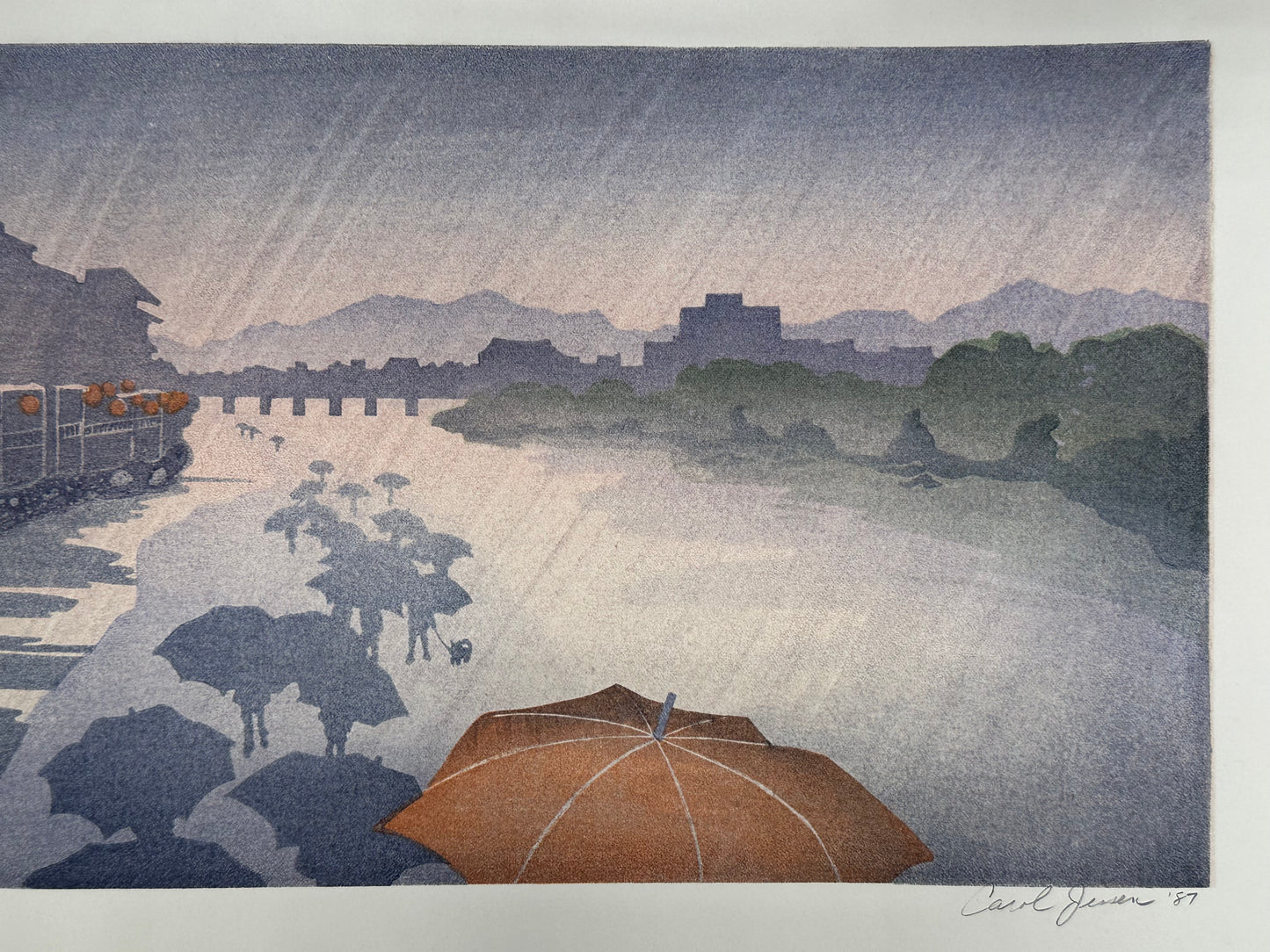 Original Woodblock Print by Carol Jessen b1940 "Kamagowa" 18.5"W