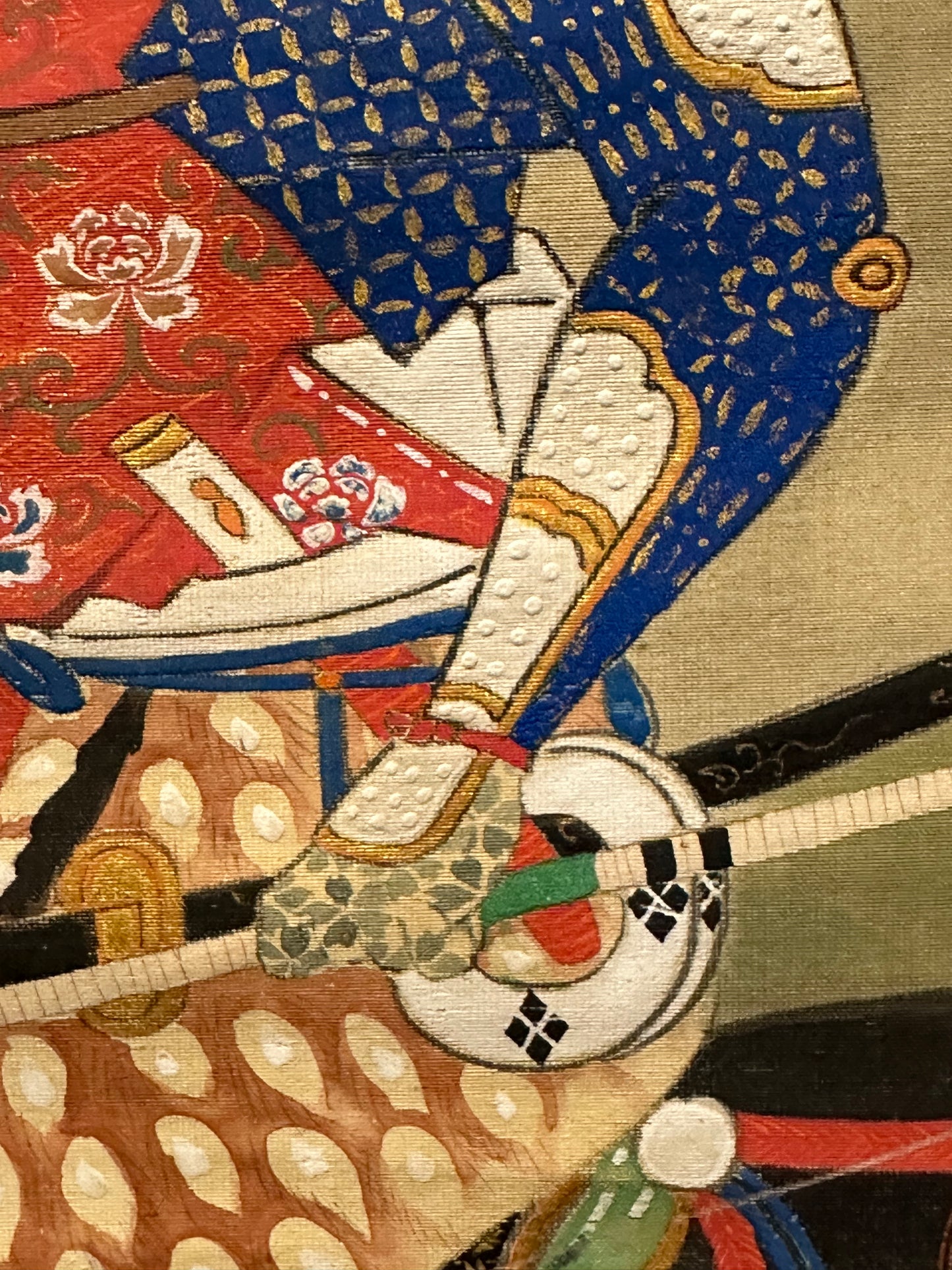 Japanese Antique Scroll Kakejiku Hand Painted Samurai Archer Minamoto 73"