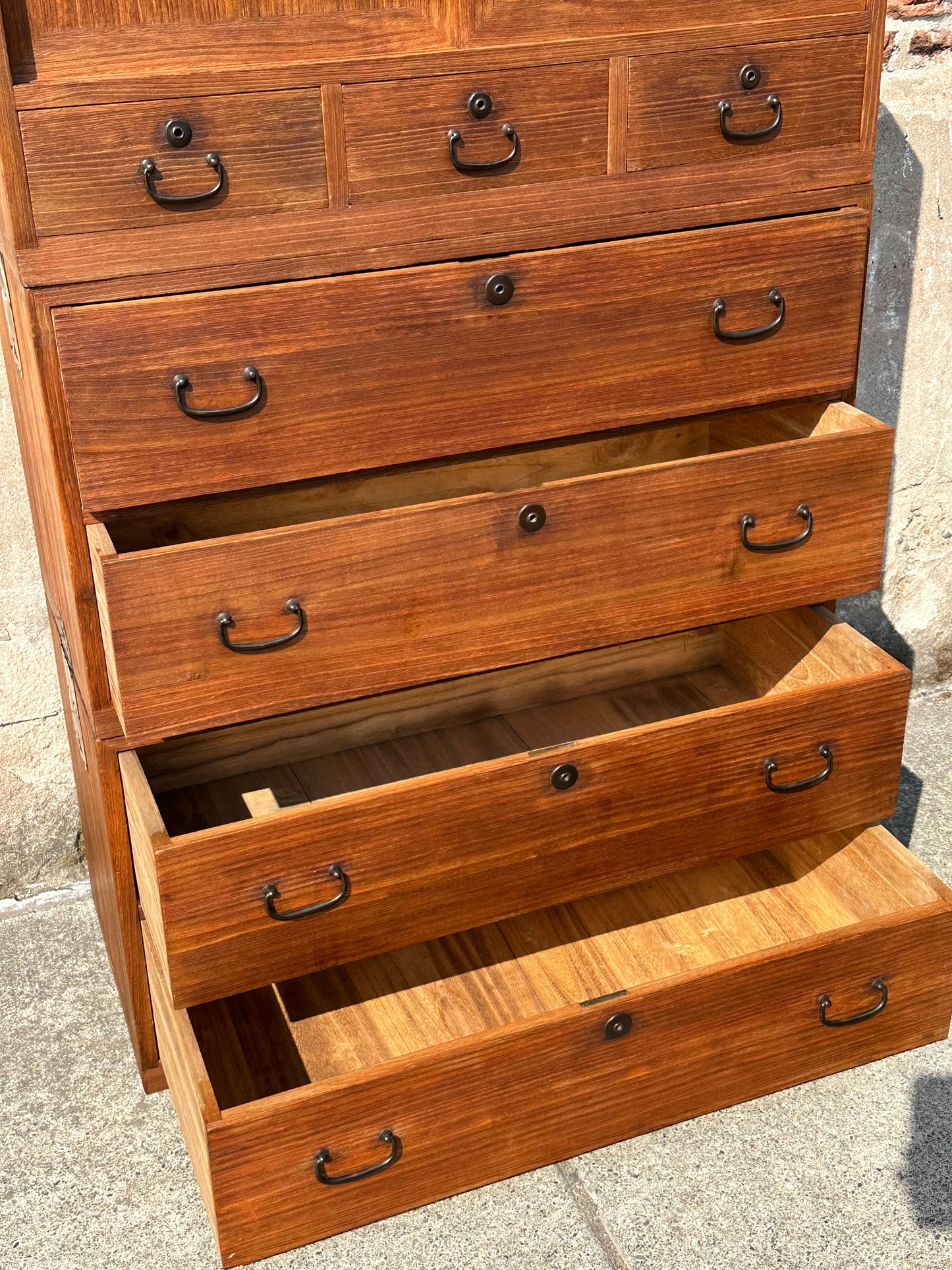 Antique Japanese Ishodansu Clothing Chest Tansu Taisho c1920’s 56”H Kiri Wood