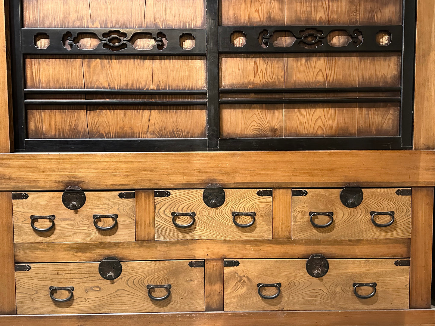 Antique Japanese Meiji Era c1880's Futondansu Blacket Chest Tansu 71"