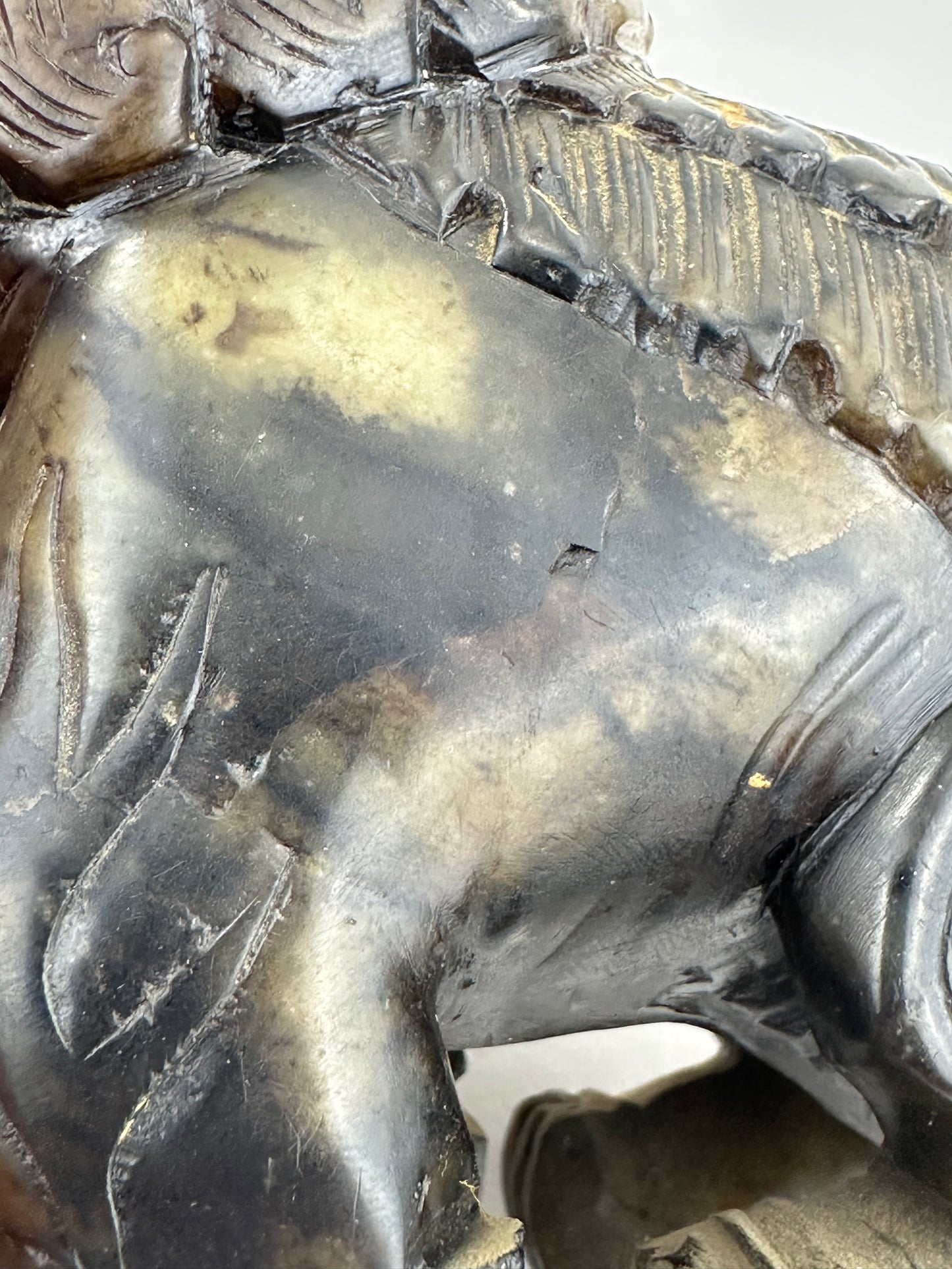 Pair of Hand-Carved Chinese Stone Foo Dogs (Shishi Guardian Lions) 20th C ~4"H