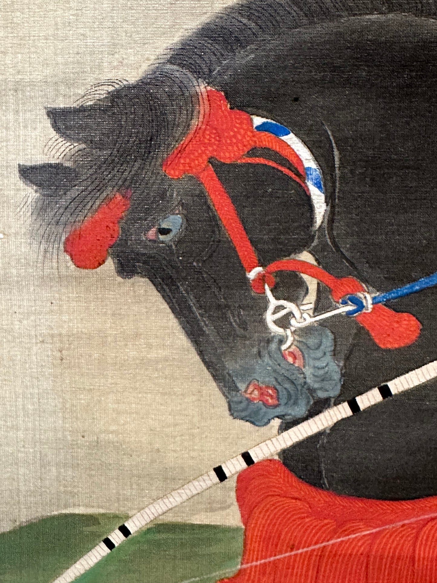 Japanese Antique Scroll Kakejiku Hand Painted Samurai Archer Minamoto 73"