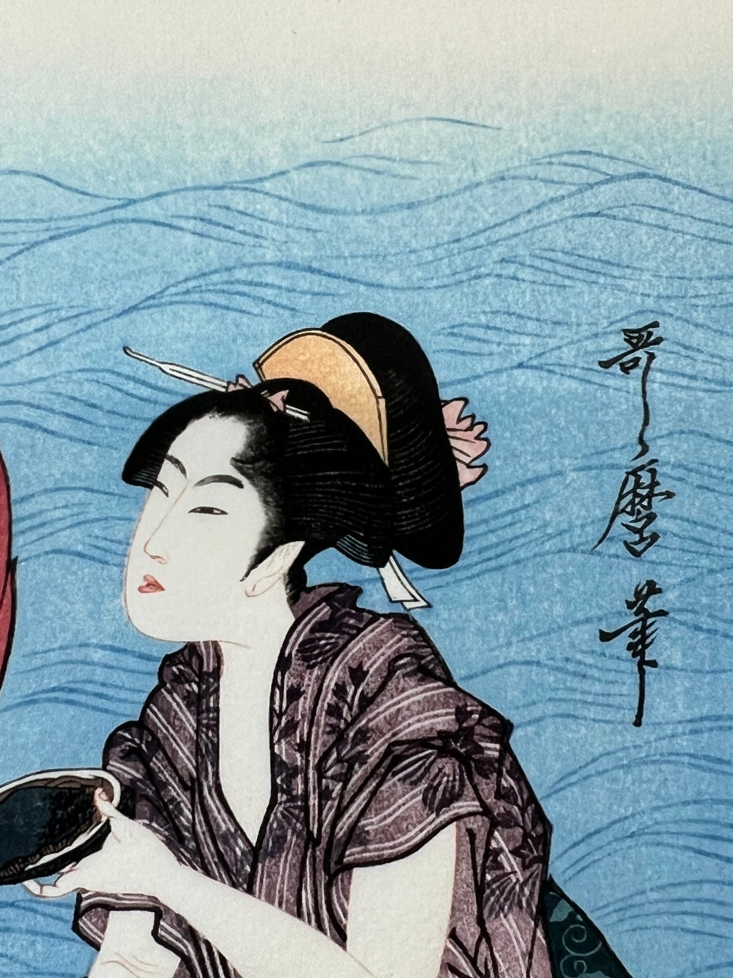 Utamaro Giclee Woodblock Triptych Print Set of 3 "Abalone Divers" 7"x10"