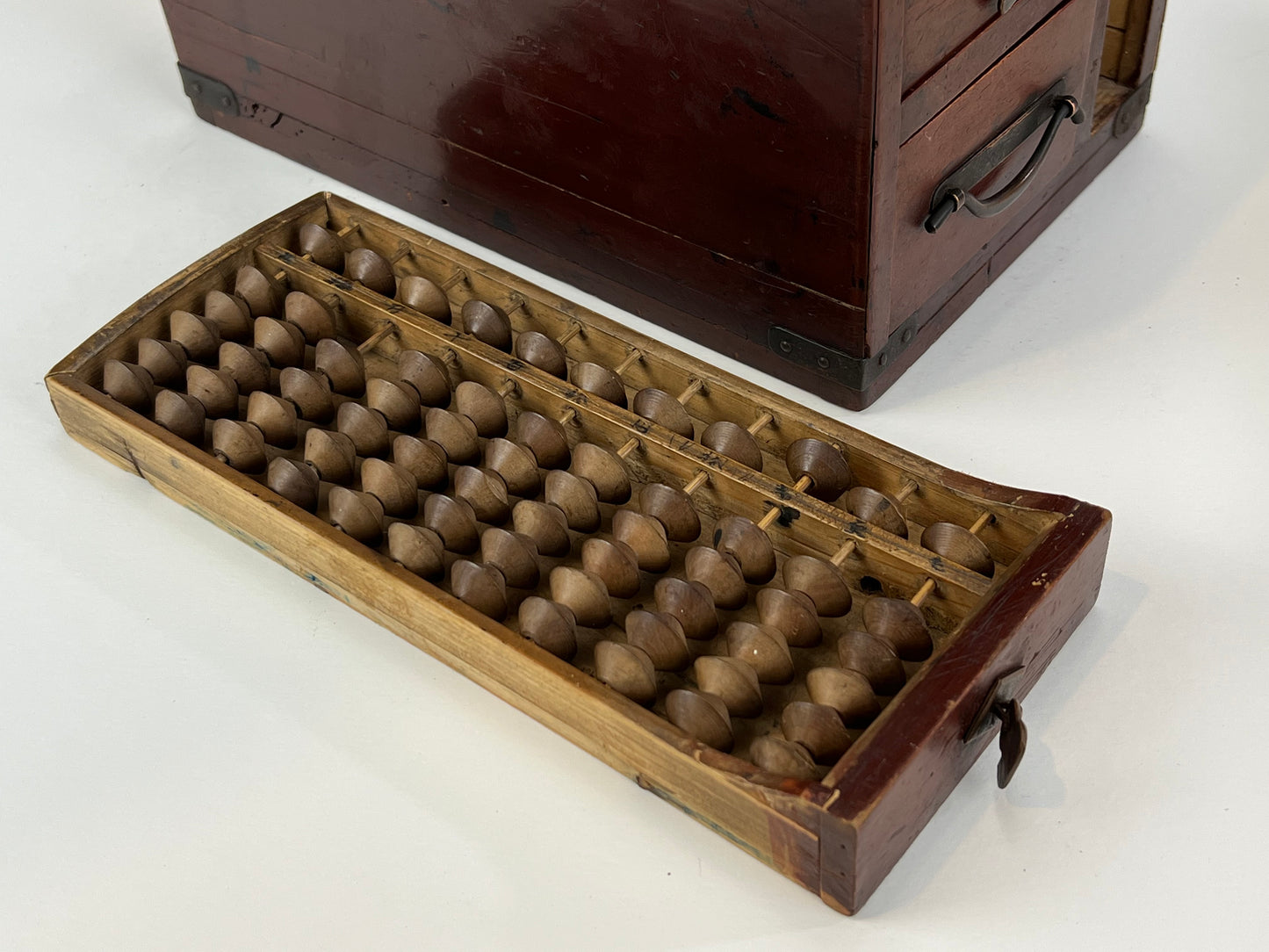 Antique Japanese Sugi Wood Suzuribako Calligraphy Tansu Chest Abacus 9.5"