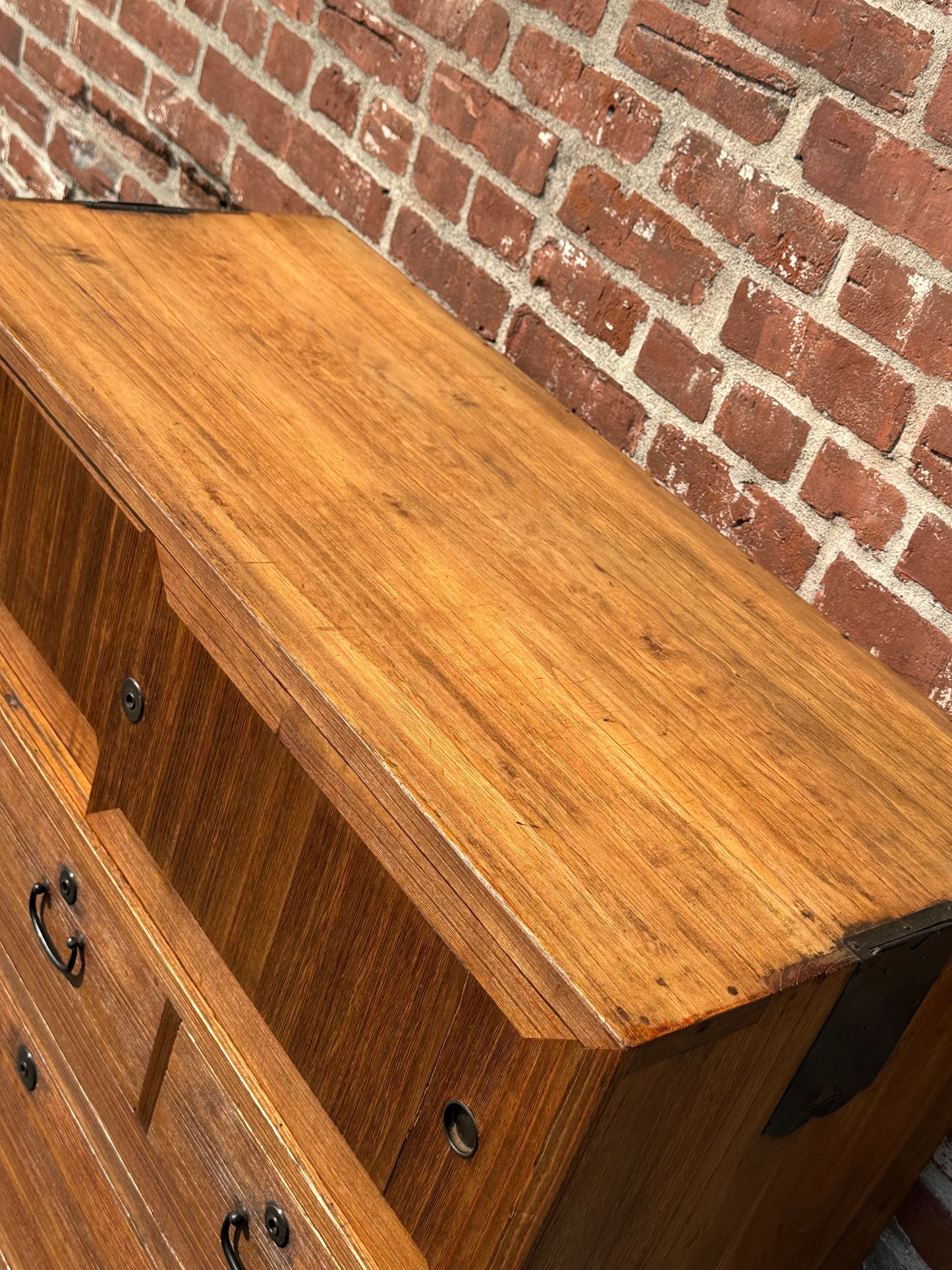 Antique Japanese Ishodansu Clothing Chest Tansu Taisho c1920’s 56”H Kiri Wood
