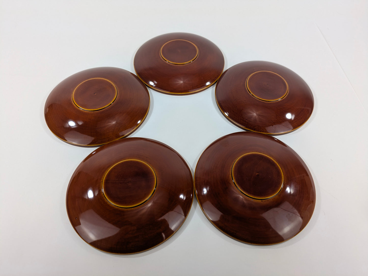 Vintage Japanese Lacquered Wood set of 5 Chataku Plates Tea Saucers Shunkei