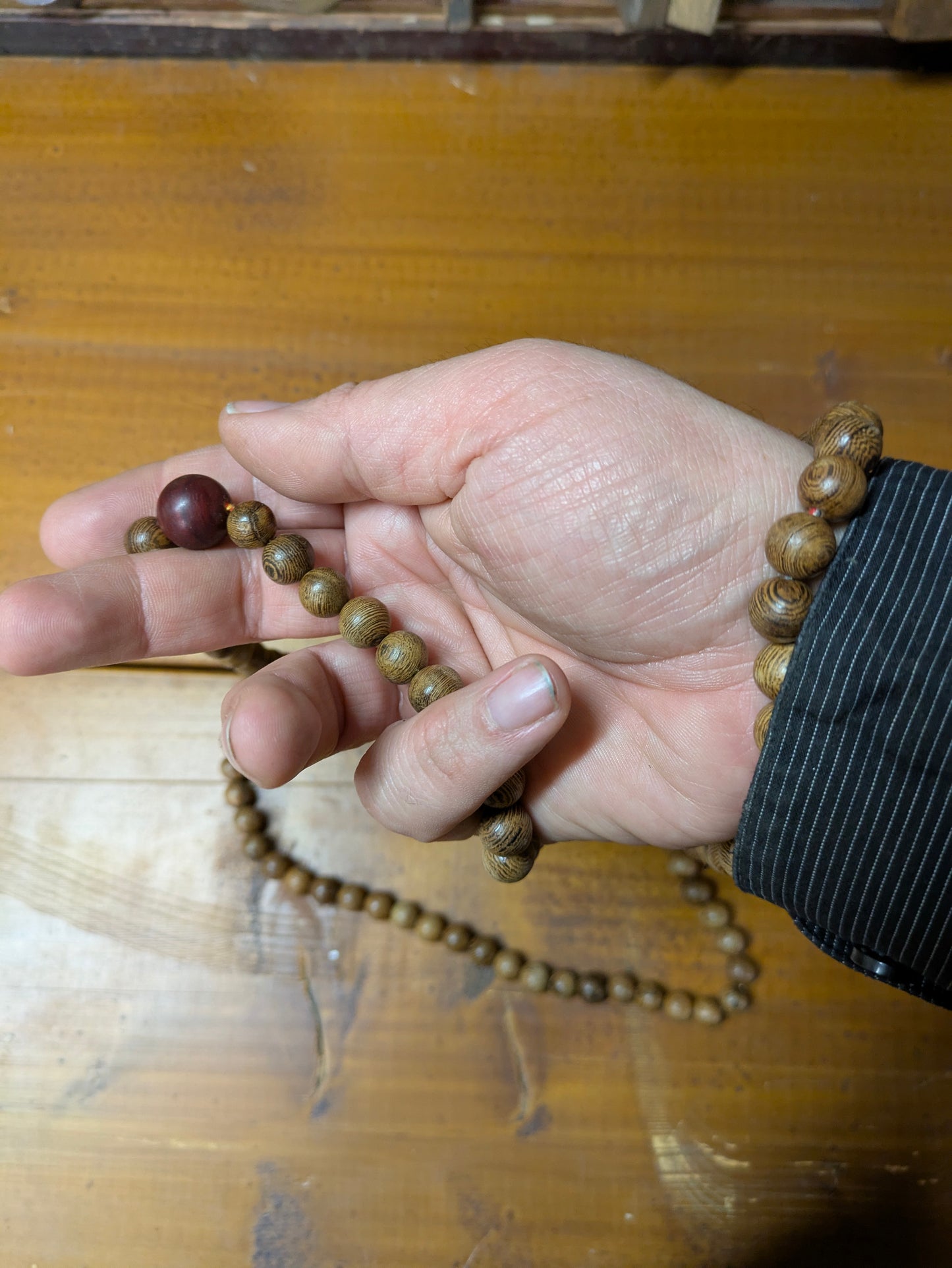 Juzu Mala Prayer Beads 108 Buddhist Counting Beads Black Wood Light Wood Stone Bracelet/Necklace