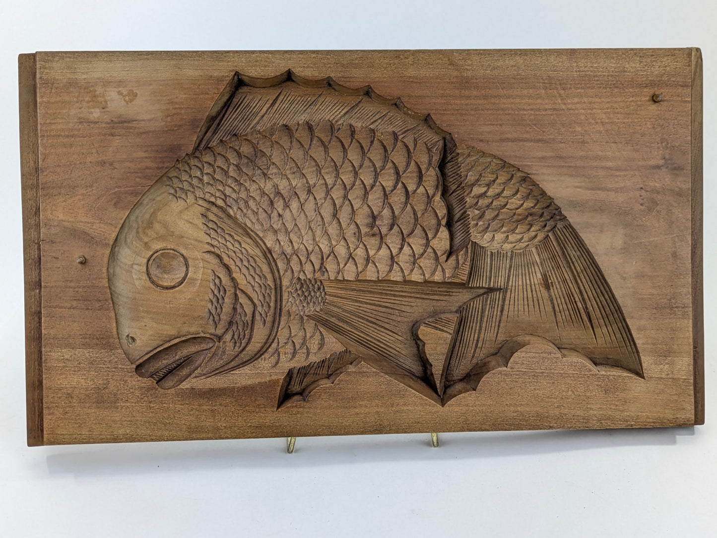 Antique Japanese Kashigata Confectionery Mold Tai Sea Bream Hand-Carved Wood 16" LS#186