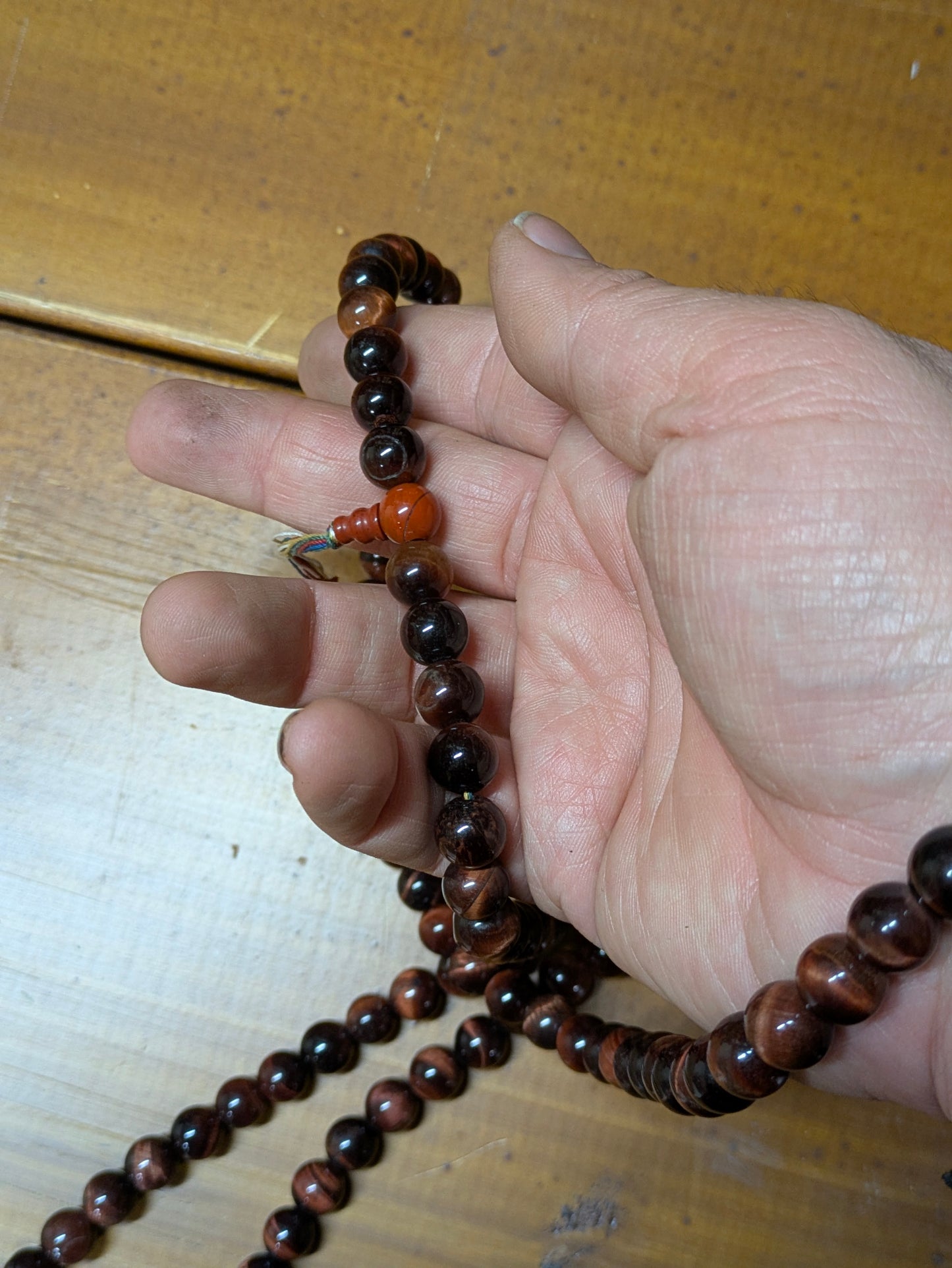 Juzu, Mala, Beads, 108, Buddhist Prayer Beads, Counting Beads Tigers Eye Semiprecious Stone beads , Red Counting Stone, Bracelet/Necklace