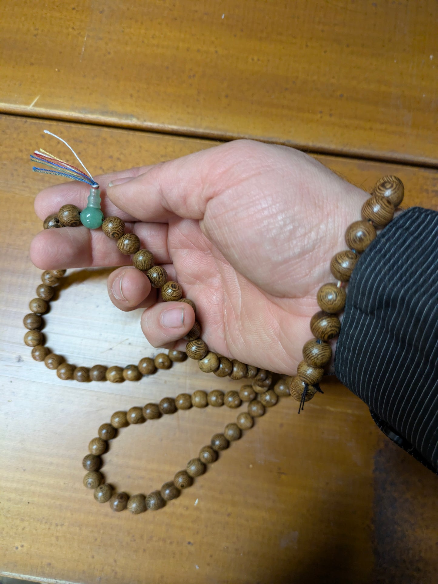 Juzu, Mala, Beads, 108, Buddhist Prayer Beads, Counting Beads Black Wood/Jadeite Counting Stone, Bracelet/Necklace,
