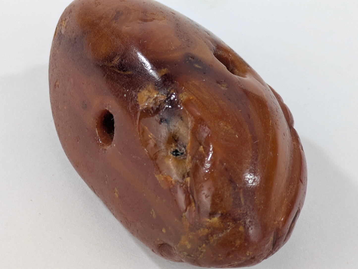 Antique Japanese Amber Netsuke Hotei Magic Bag 2.5"
