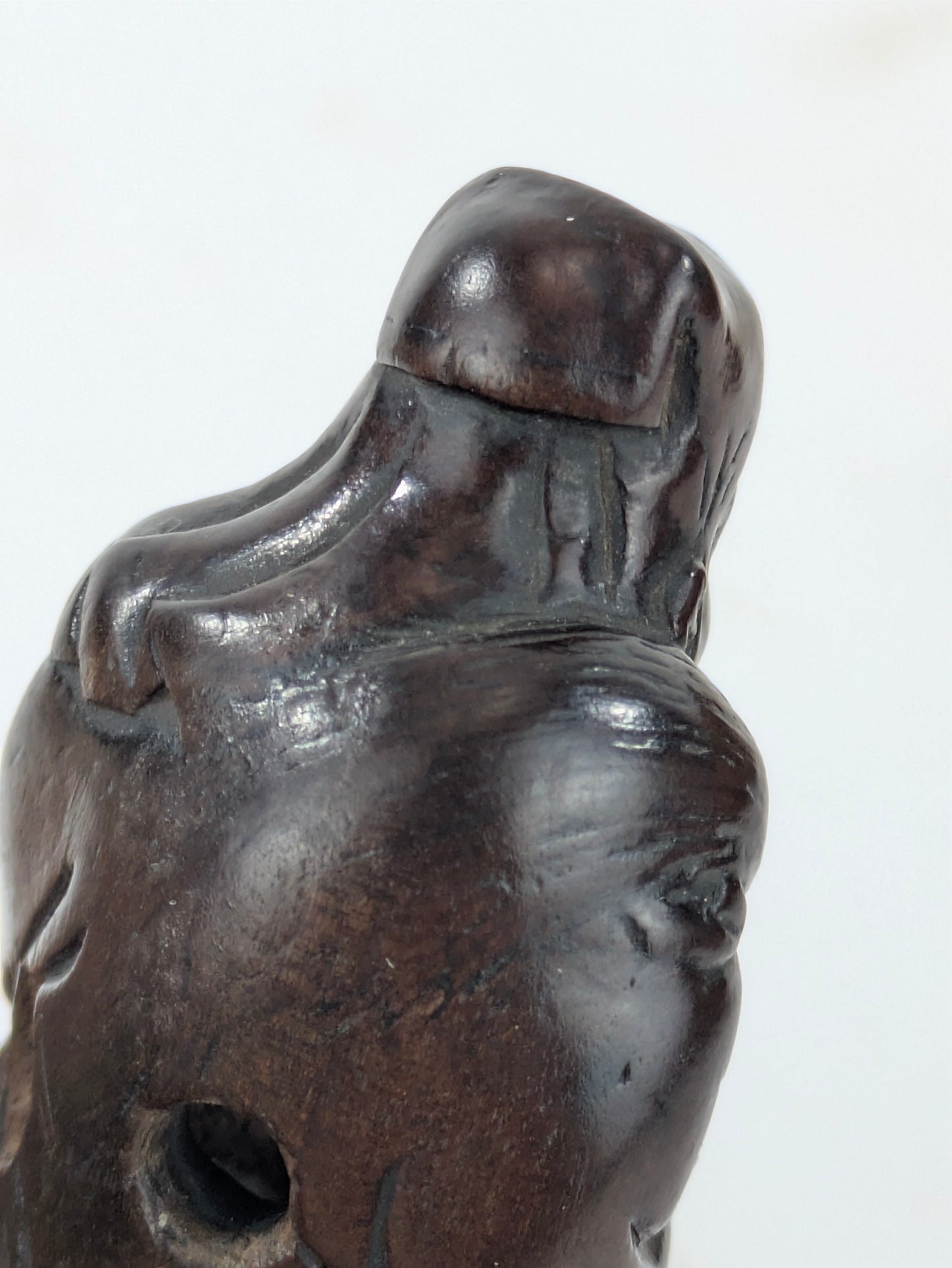 Vintage Chinese Wooden Hand-Carved Scholar Figure Netsuke 2"