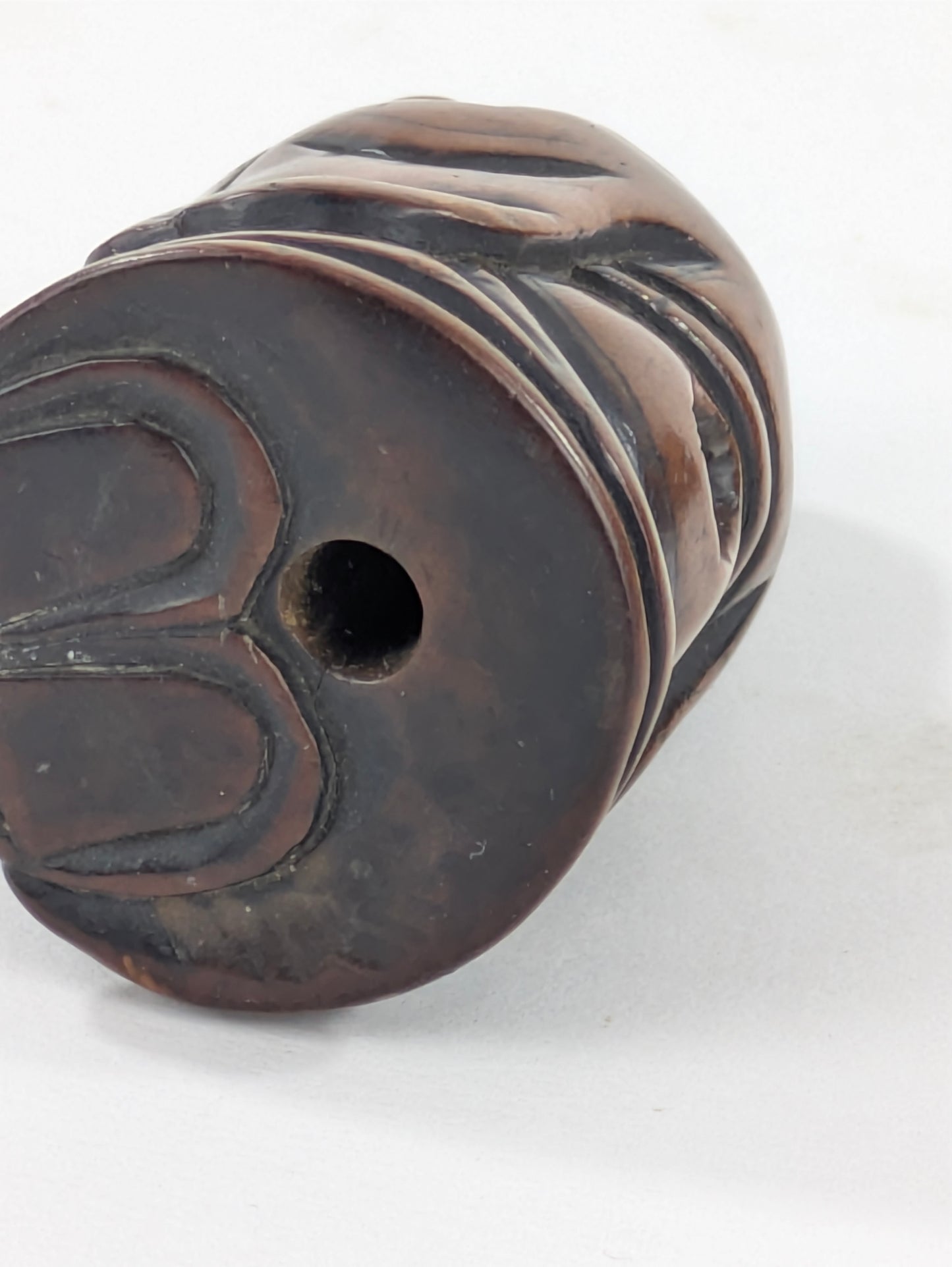 Antique Boxwood Netsuke of Fukurokujin Reading His Scroll 2"