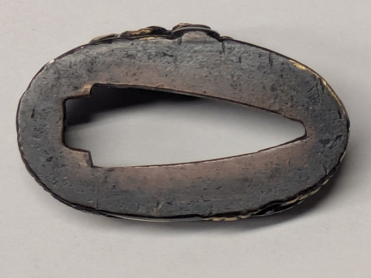 Antique Japanese Edo-Period Sword Katana Fuchi Samurai in Gold on Shakudō,