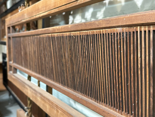 Vintage Japanese Ranma Transom Geometric Lattice Sugi Wood 67"