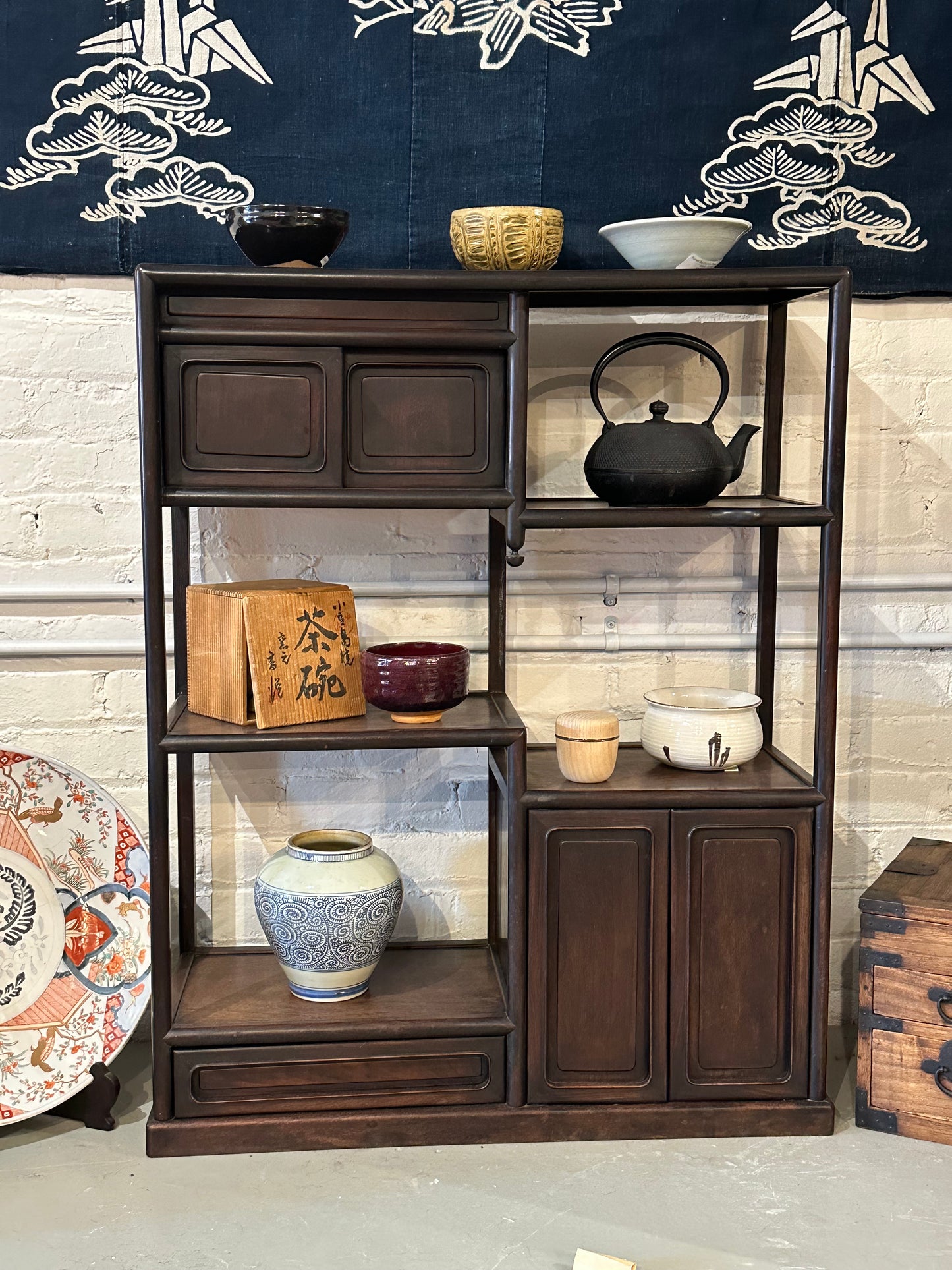 Antique Japanese Chadansu Tea Display Tansu Hongmu 36"H