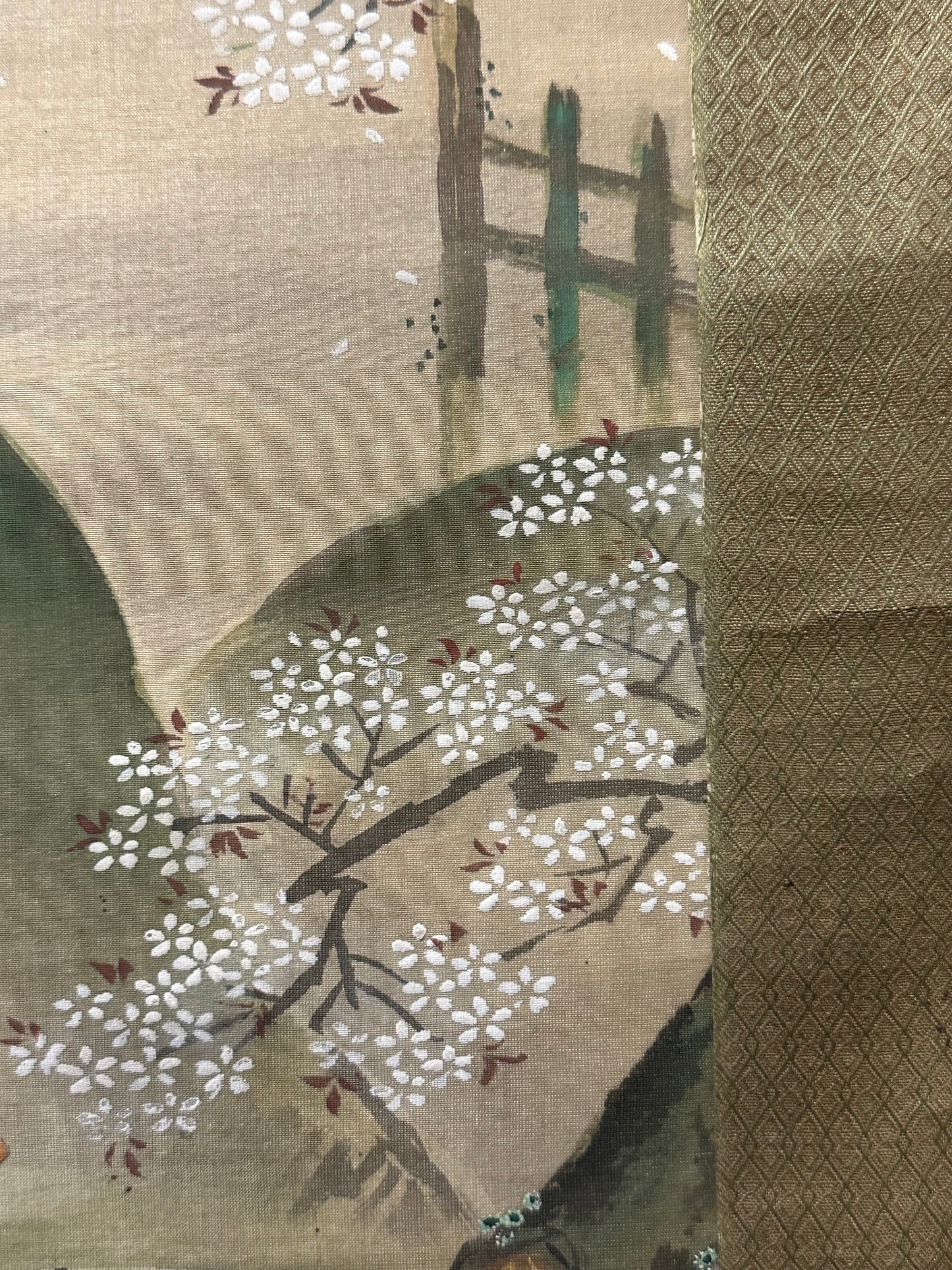 Japanese Antique Scroll Kakejiku Hand Painted Samurai Archer Minamoto 73"